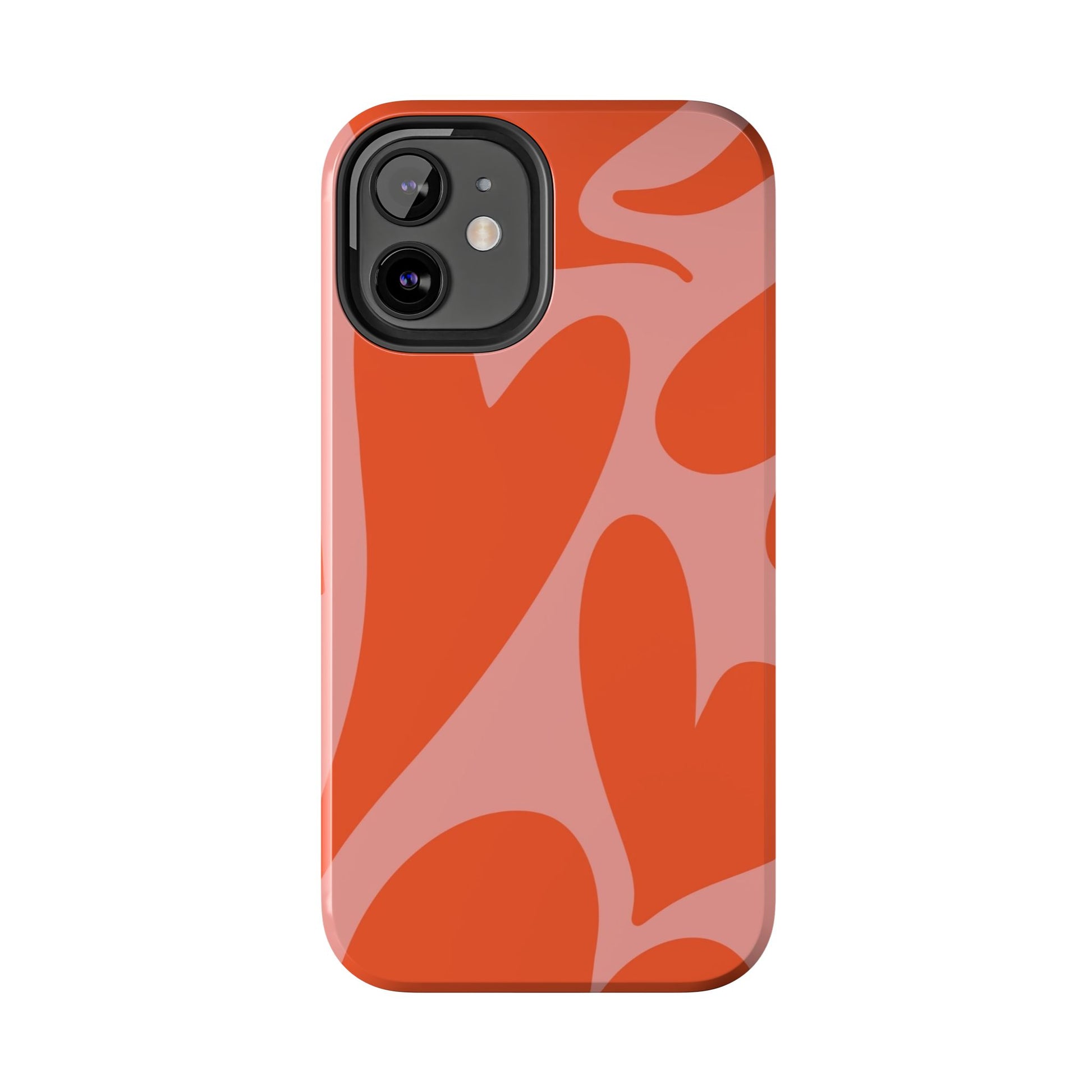Cute Abstract Orange Heart Pattern Phone Case - Stylish and Durable Protection for Your Smartphone | Tough Phone Cases Womens Eco Friendly Apparel