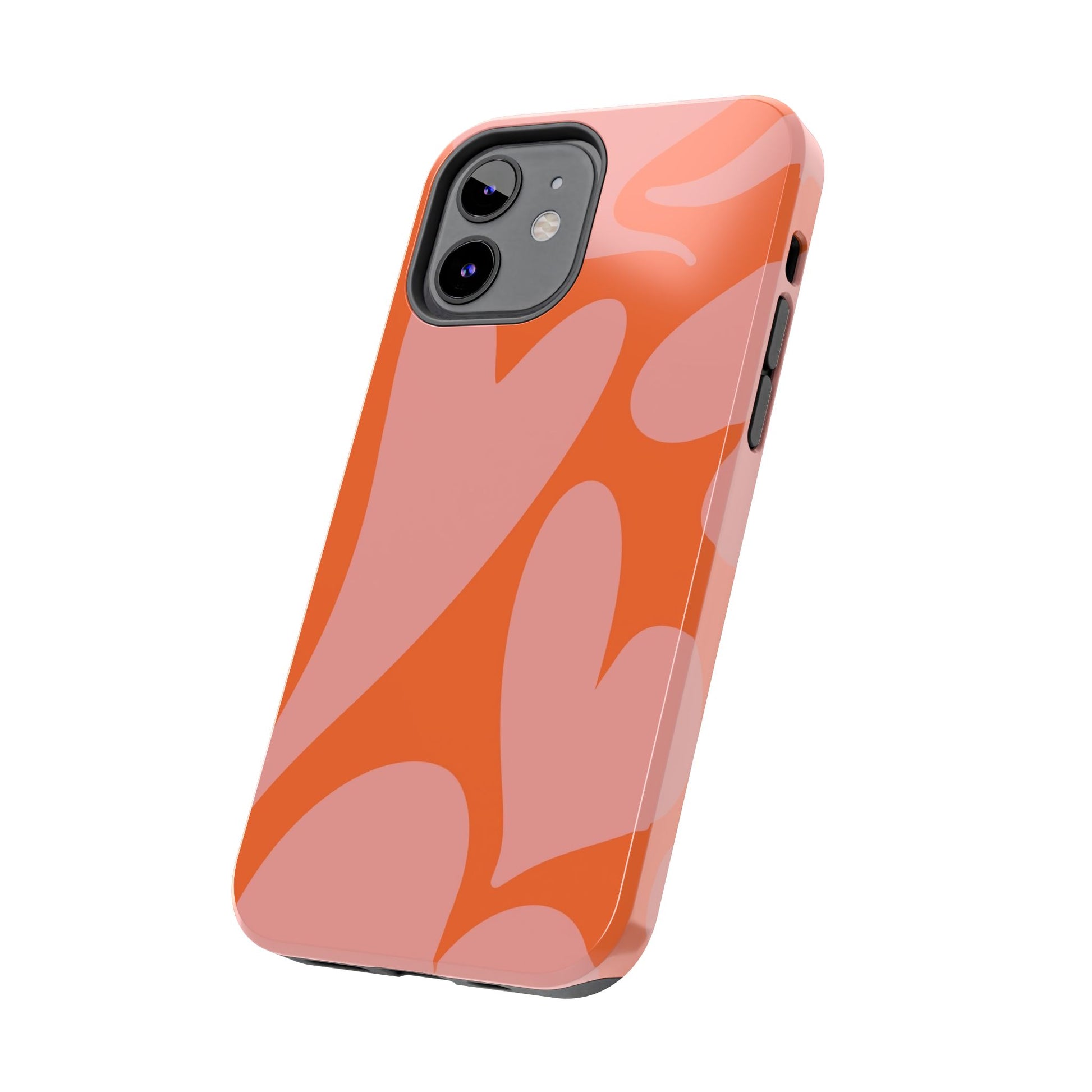 Stylish Abstract Heart Pattern Phone Case - Pink and Orange Design - Durable Protection for Your Device | Tough Phone Cases Womens Eco Friendly Apparel
