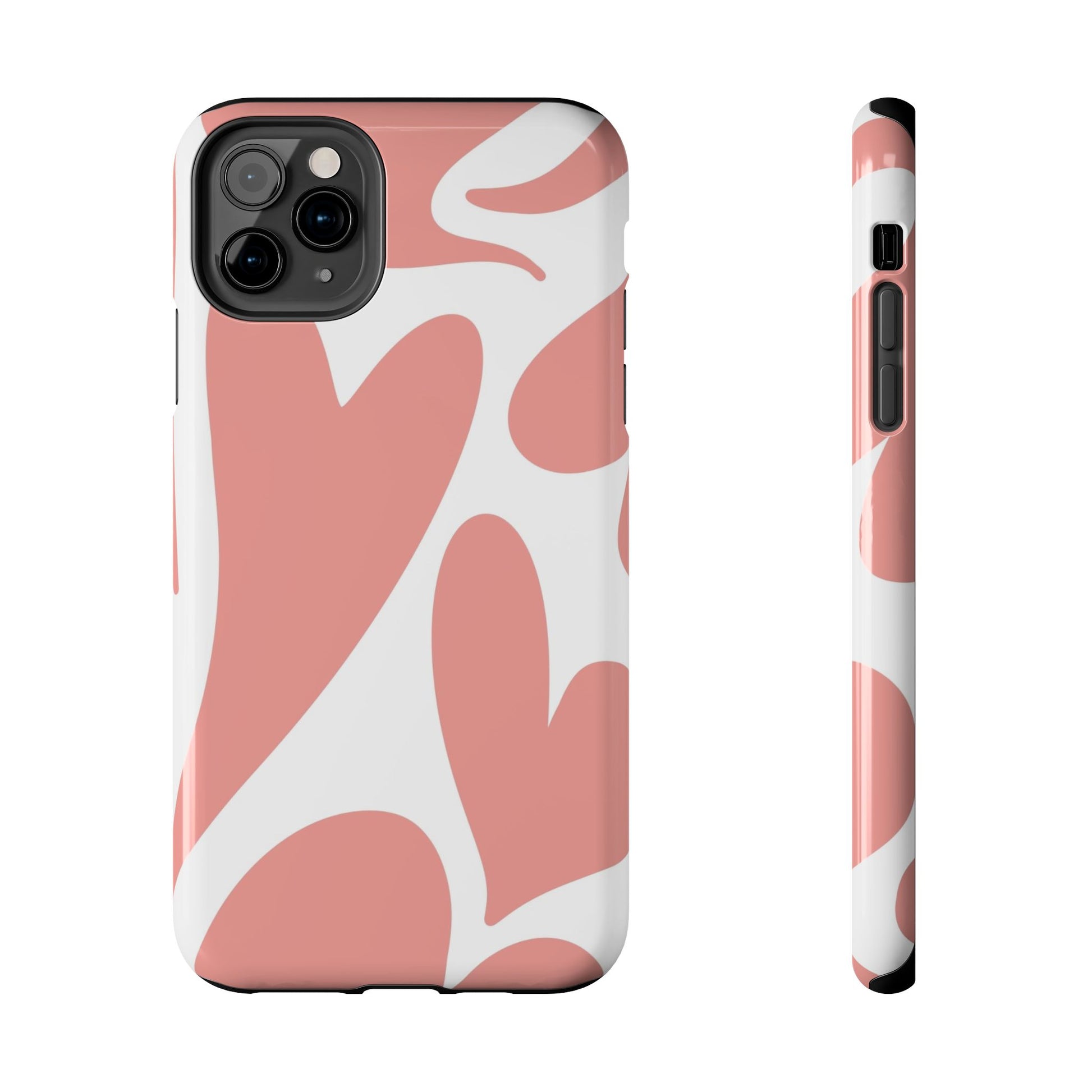 Pink Abstract Heart Pattern Phone Case - Stylish Protective Cover for iPhone and Android Models | Tough Phone Cases Womens Eco Friendly Apparel iPhone 11 Pro Max