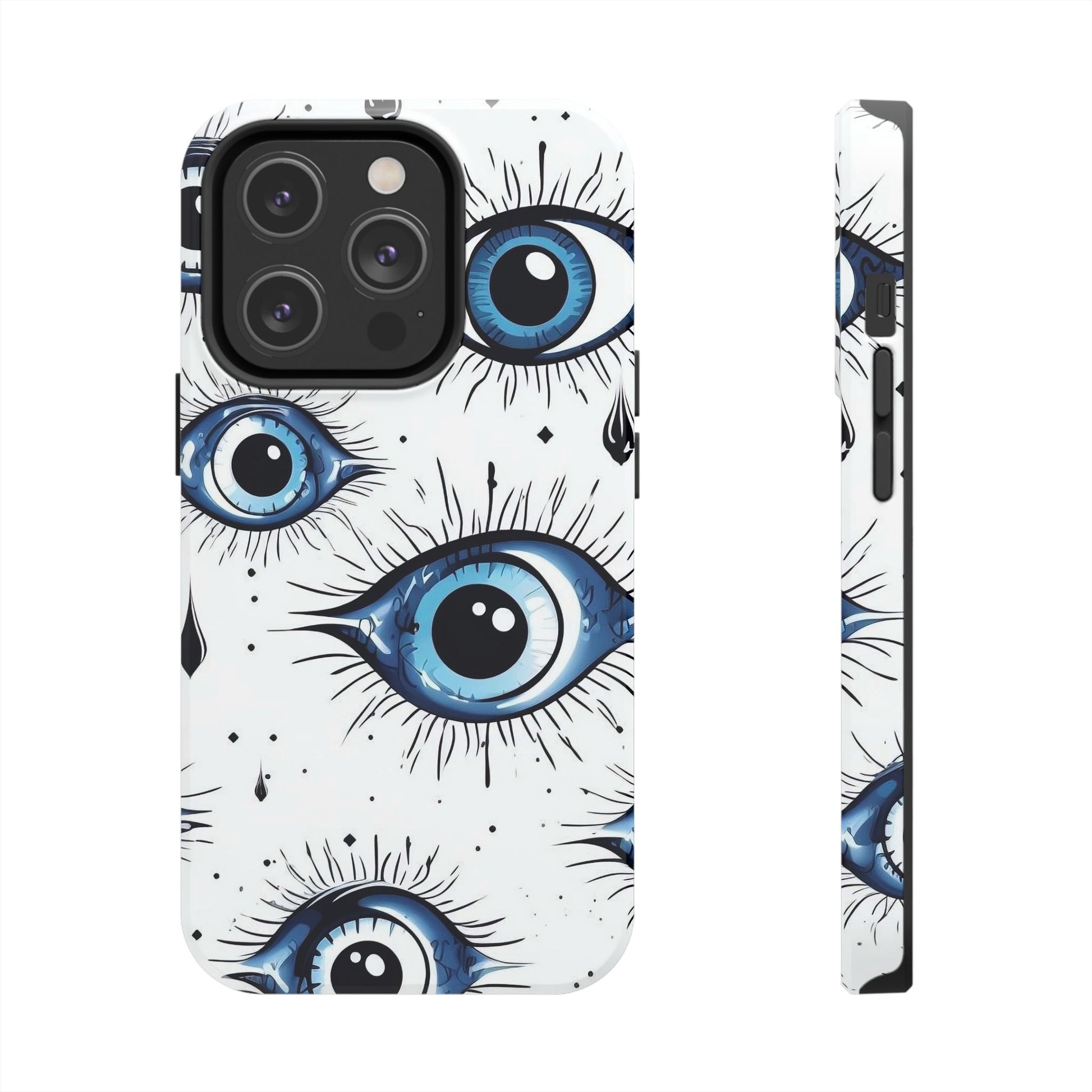 Stylish Eye Pattern Phone Case - Unique Blue Eyes Design Protective Cover for iPhone & Samsung Models | Tough Phone Cases Womens Eco Friendly Apparel iPhone 14 Pro