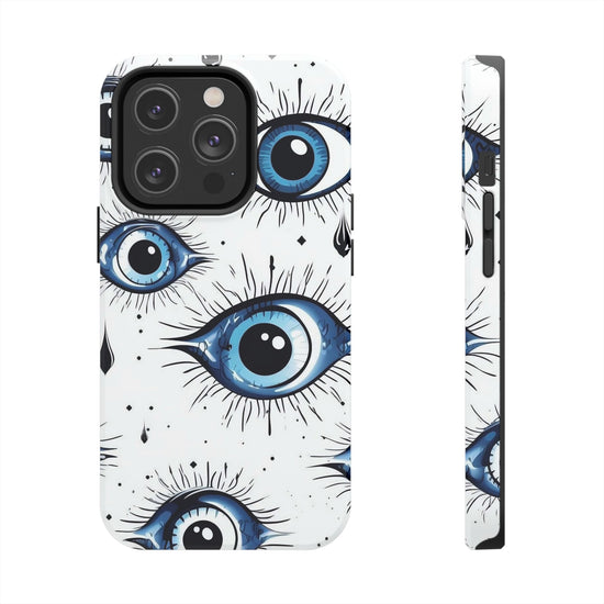 Stylish Eye Pattern Phone Case - Unique Blue Eyes Design Protective Cover for iPhone & Samsung Models | Tough Phone Cases Womens Eco Friendly Apparel iPhone 14 Pro