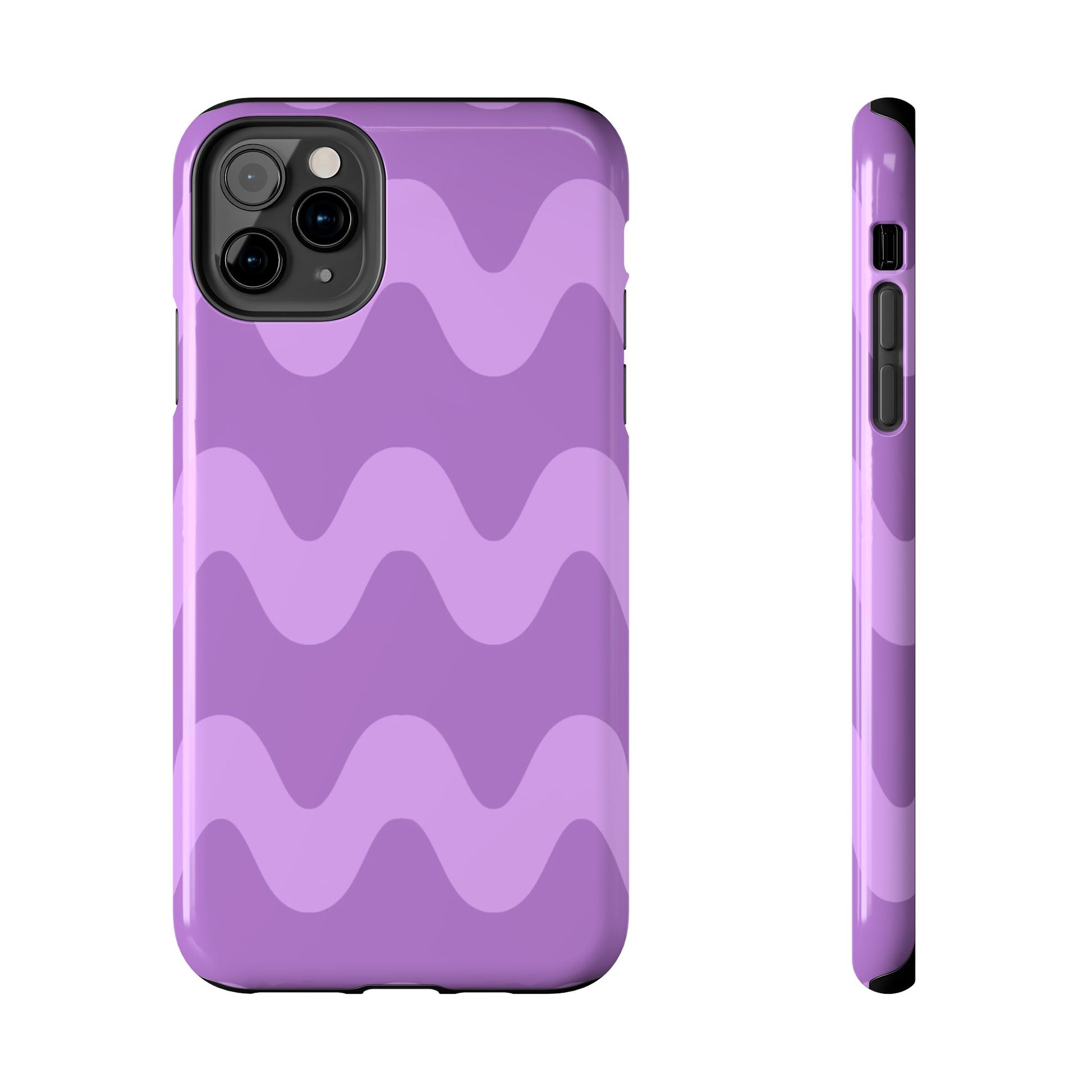 Stylish Purple Wavy Pattern Phone Case - Durable, Trendy, and Protective Cover for All Phone Models | Tough Phone Cases Womens Eco Friendly Apparel iPhone 11 Pro Max