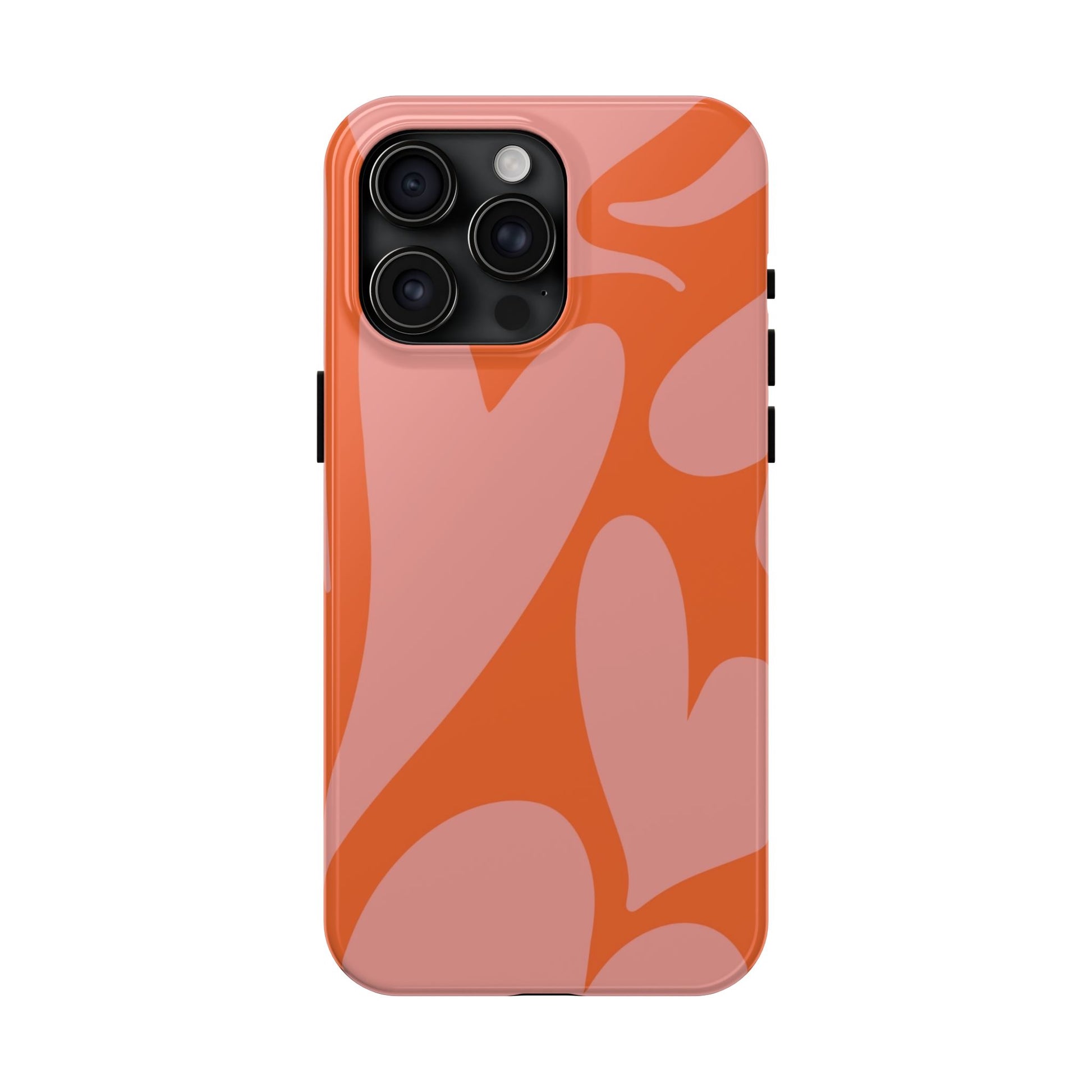 Stylish Abstract Heart Pattern Phone Case - Pink and Orange Design - Durable Protection for Your Device | Tough Phone Cases Womens Eco Friendly Apparel