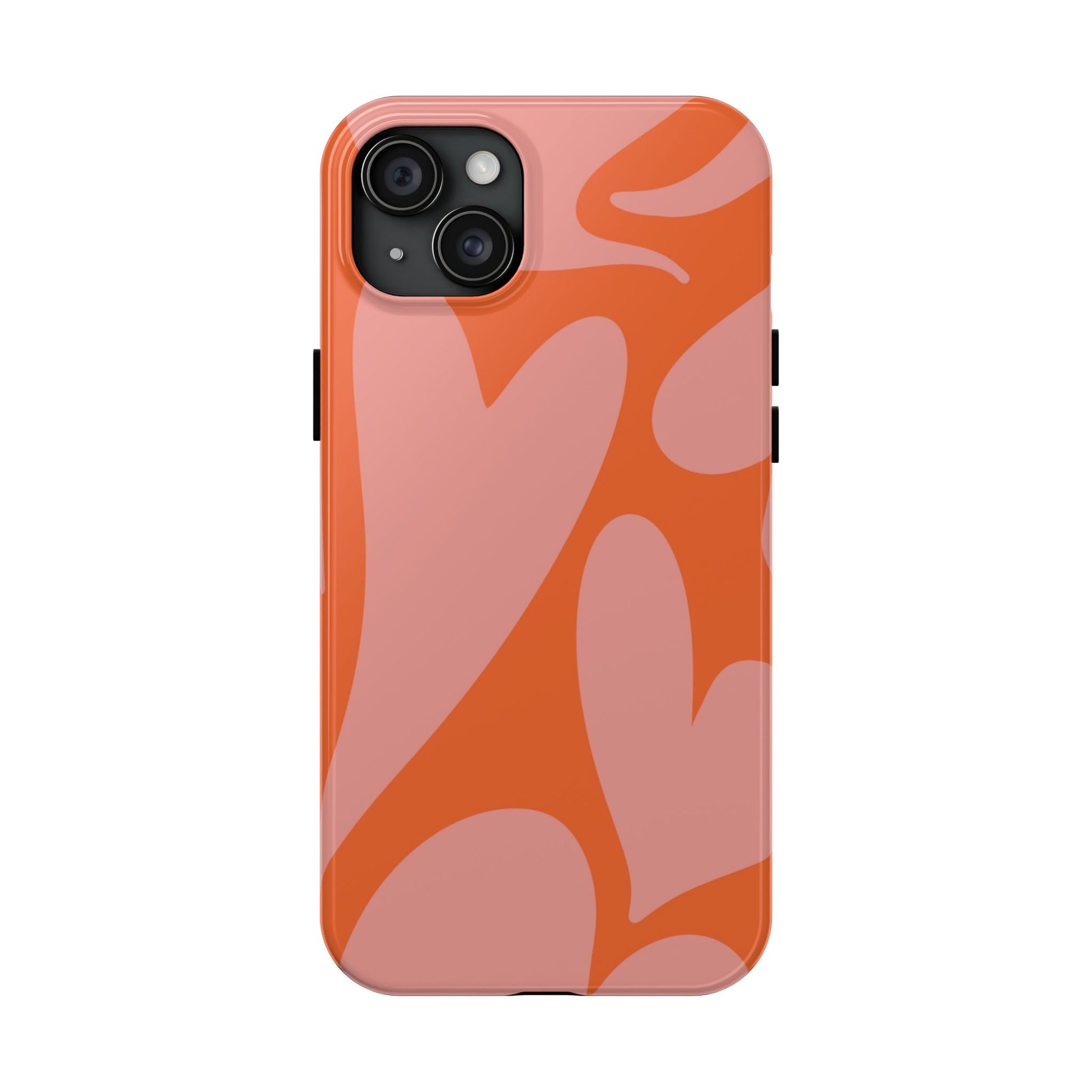 Stylish Abstract Heart Pattern Phone Case - Pink and Orange Design - Durable Protection for Your Device | Tough Phone Cases Womens Eco Friendly Apparel