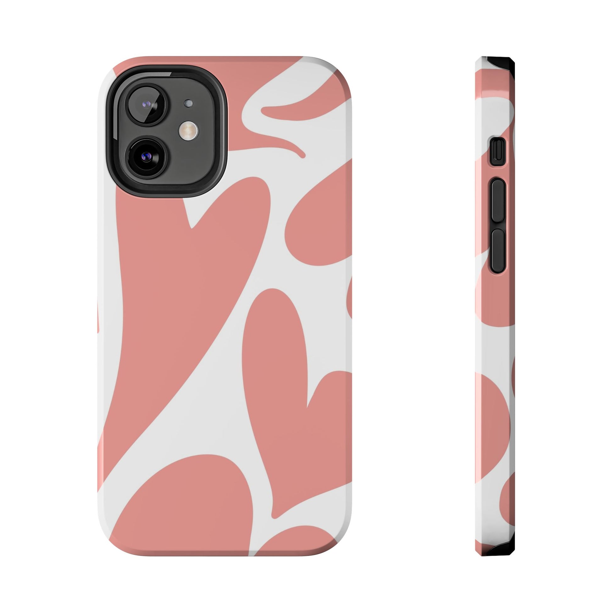 Pink Abstract Heart Pattern Phone Case - Stylish Protective Cover for iPhone and Android Models | Tough Phone Cases Womens Eco Friendly Apparel iPhone 12 Mini