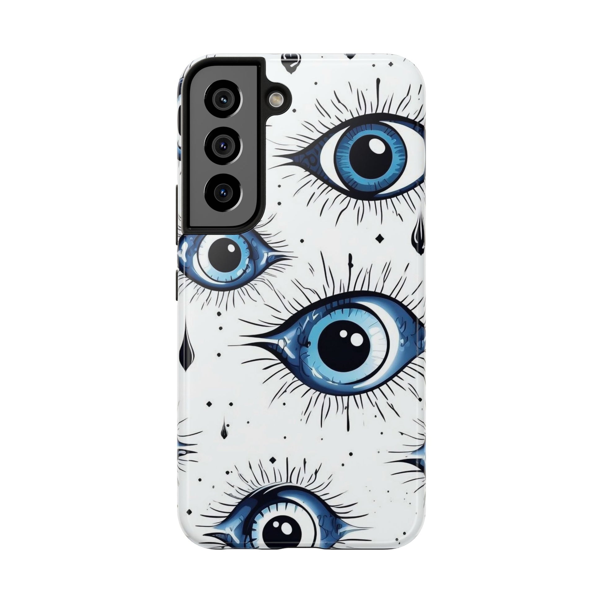 Stylish Eye Pattern Phone Case - Unique Blue Eyes Design Protective Cover for iPhone & Samsung Models | Tough Phone Cases Womens Eco Friendly Apparel