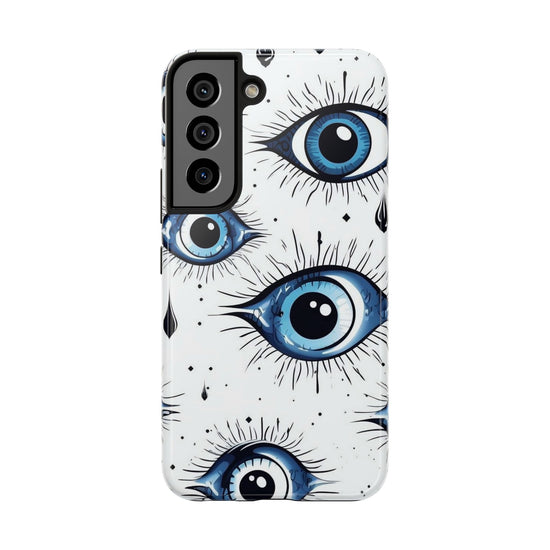 Stylish Eye Pattern Phone Case - Unique Blue Eyes Design Protective Cover for iPhone & Samsung Models | Tough Phone Cases Womens Eco Friendly Apparel