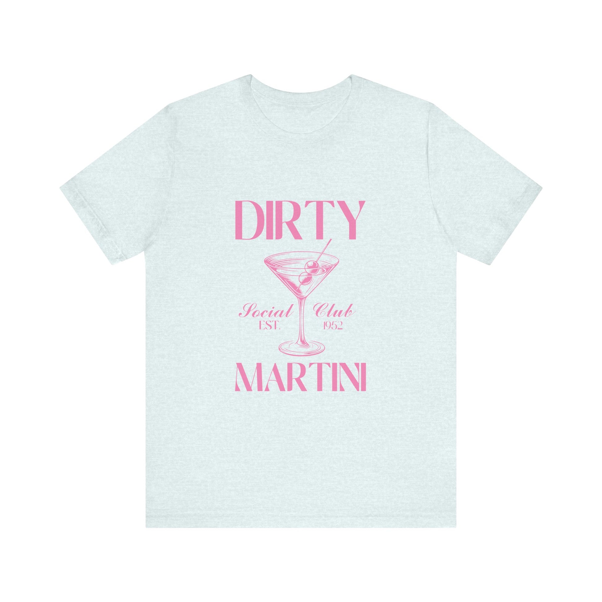 Dirty Martini Social Club Vintage Graphic Tee🍸 Womens Eco Friendly Apparel Heather Ice Blue