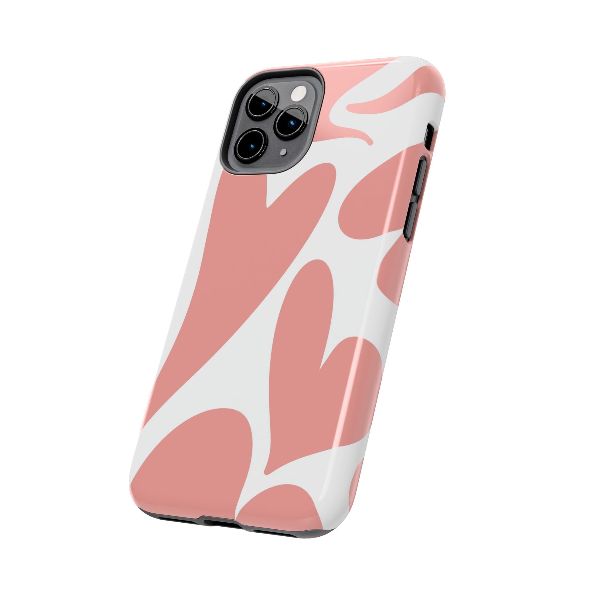 Pink Abstract Heart Pattern Phone Case - Stylish Protective Cover for iPhone and Android Models | Tough Phone Cases Womens Eco Friendly Apparel