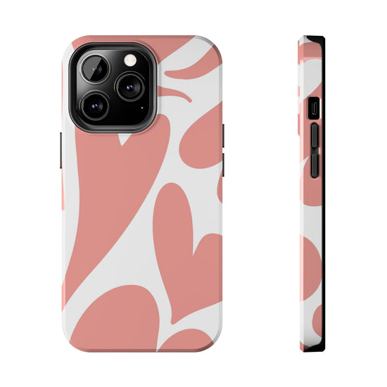 Pink Abstract Heart Pattern Phone Case - Stylish Protective Cover for iPhone and Android Models | Tough Phone Cases Womens Eco Friendly Apparel iPhone 13 Pro