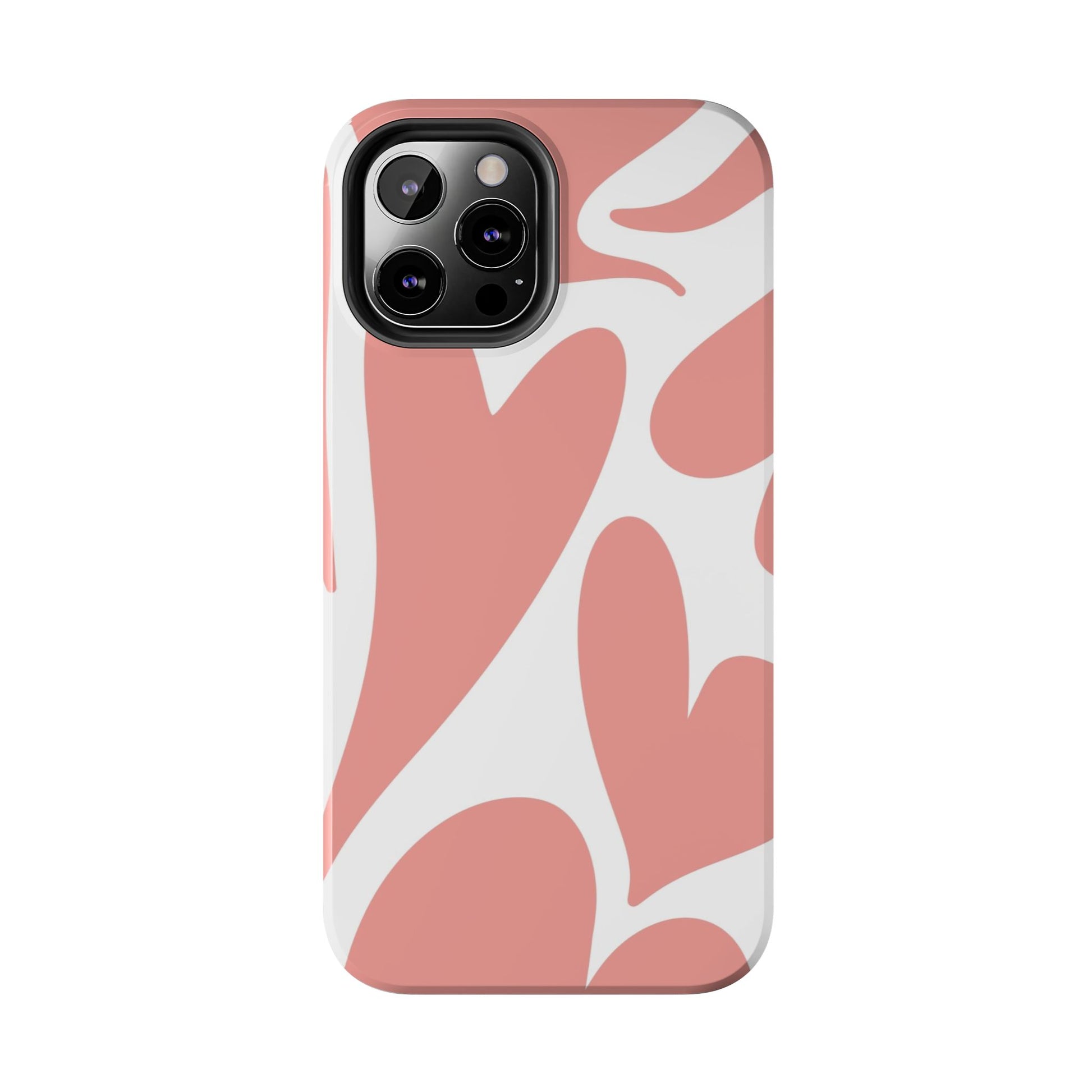 Pink Abstract Heart Pattern Phone Case - Stylish Protective Cover for iPhone and Android Models | Tough Phone Cases Womens Eco Friendly Apparel