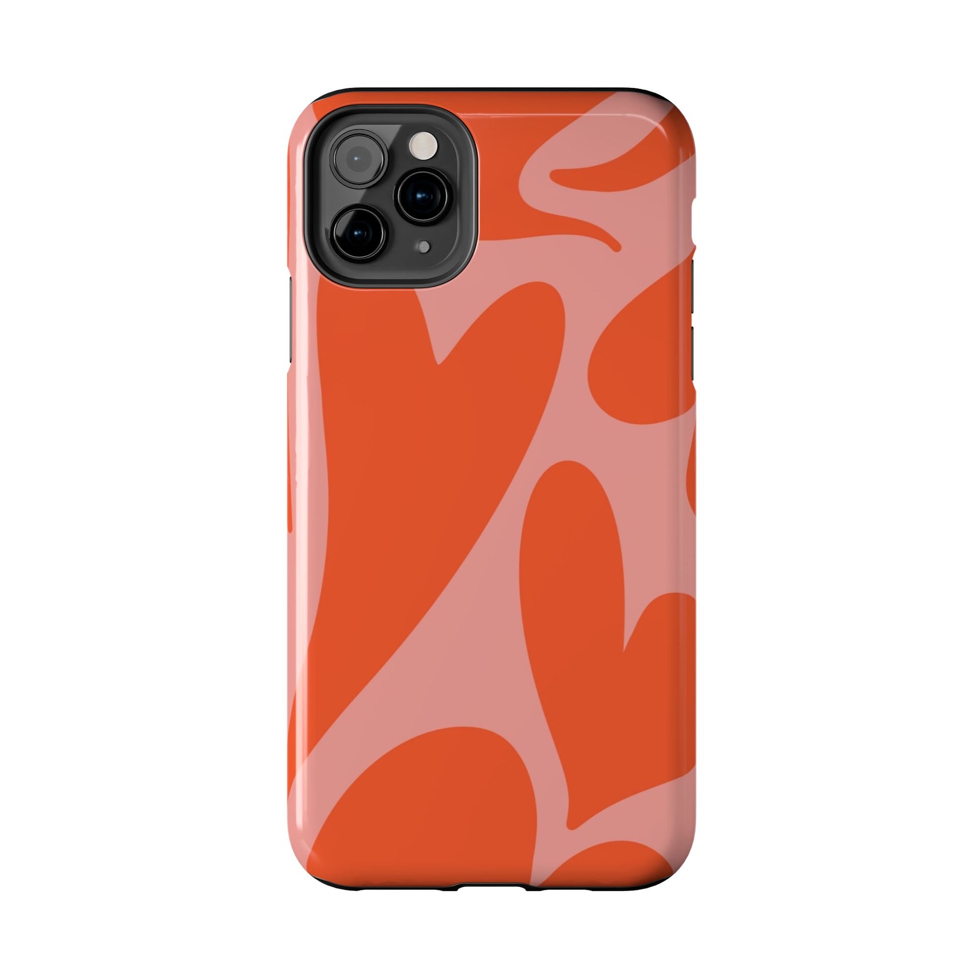 Cute Abstract Orange Heart Pattern Phone Case - Stylish and Durable Protection for Your Smartphone | Tough Phone Cases Womens Eco Friendly Apparel