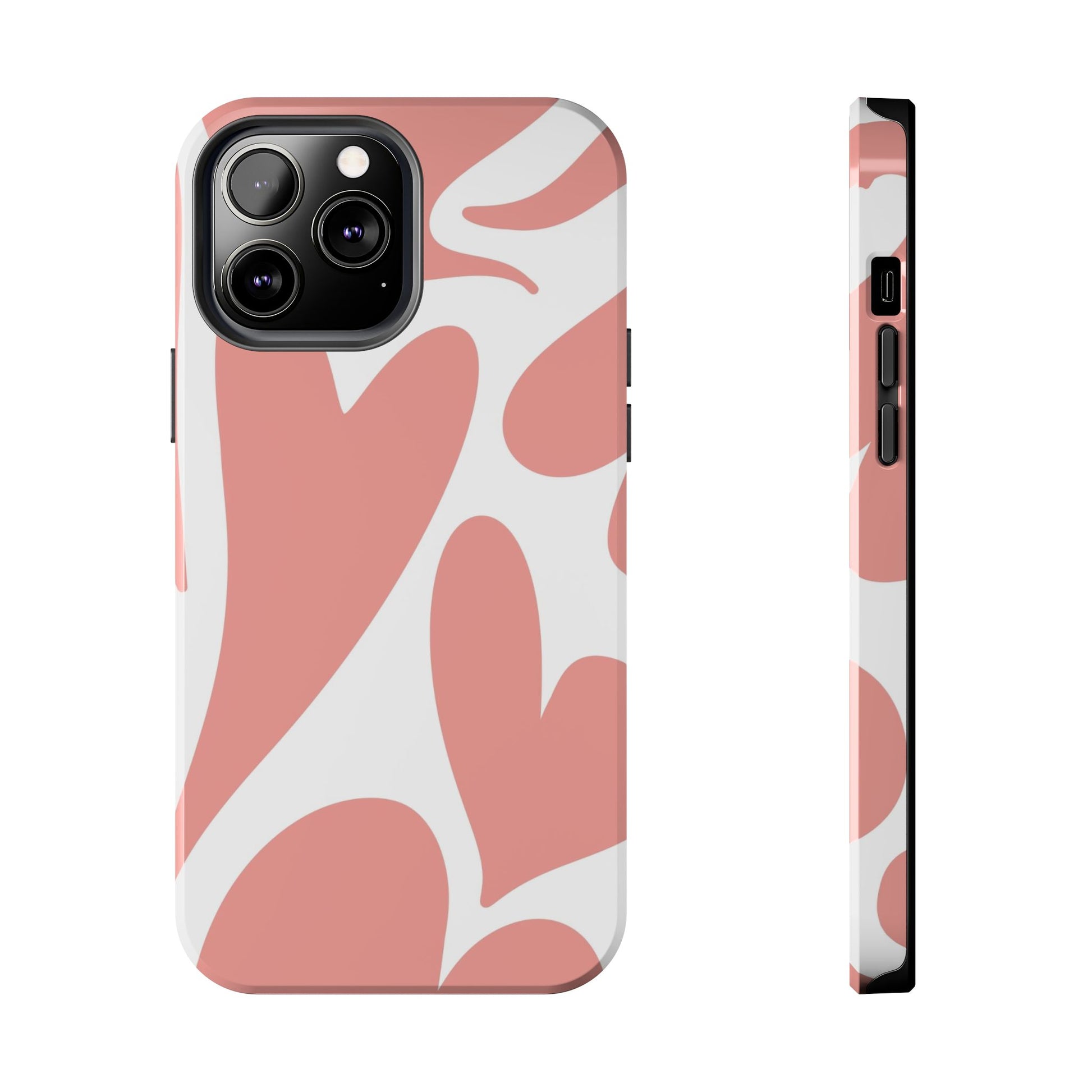 Pink Abstract Heart Pattern Phone Case - Stylish Protective Cover for iPhone and Android Models | Tough Phone Cases Womens Eco Friendly Apparel iPhone 13 Pro Max
