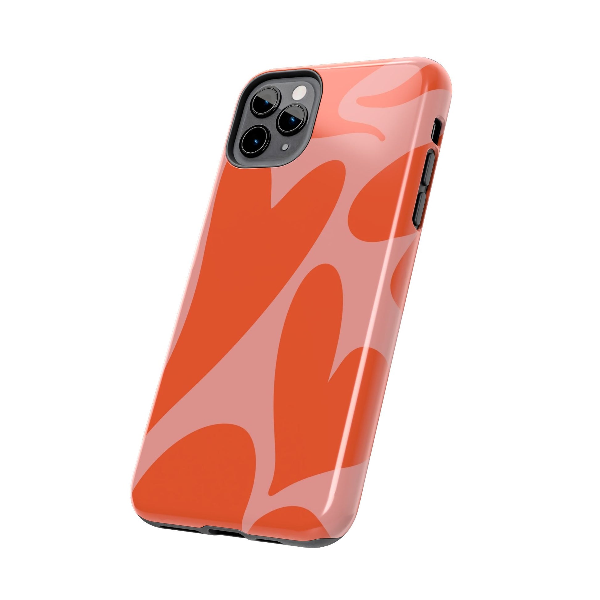 Cute Abstract Orange Heart Pattern Phone Case - Stylish and Durable Protection for Your Smartphone | Tough Phone Cases Womens Eco Friendly Apparel