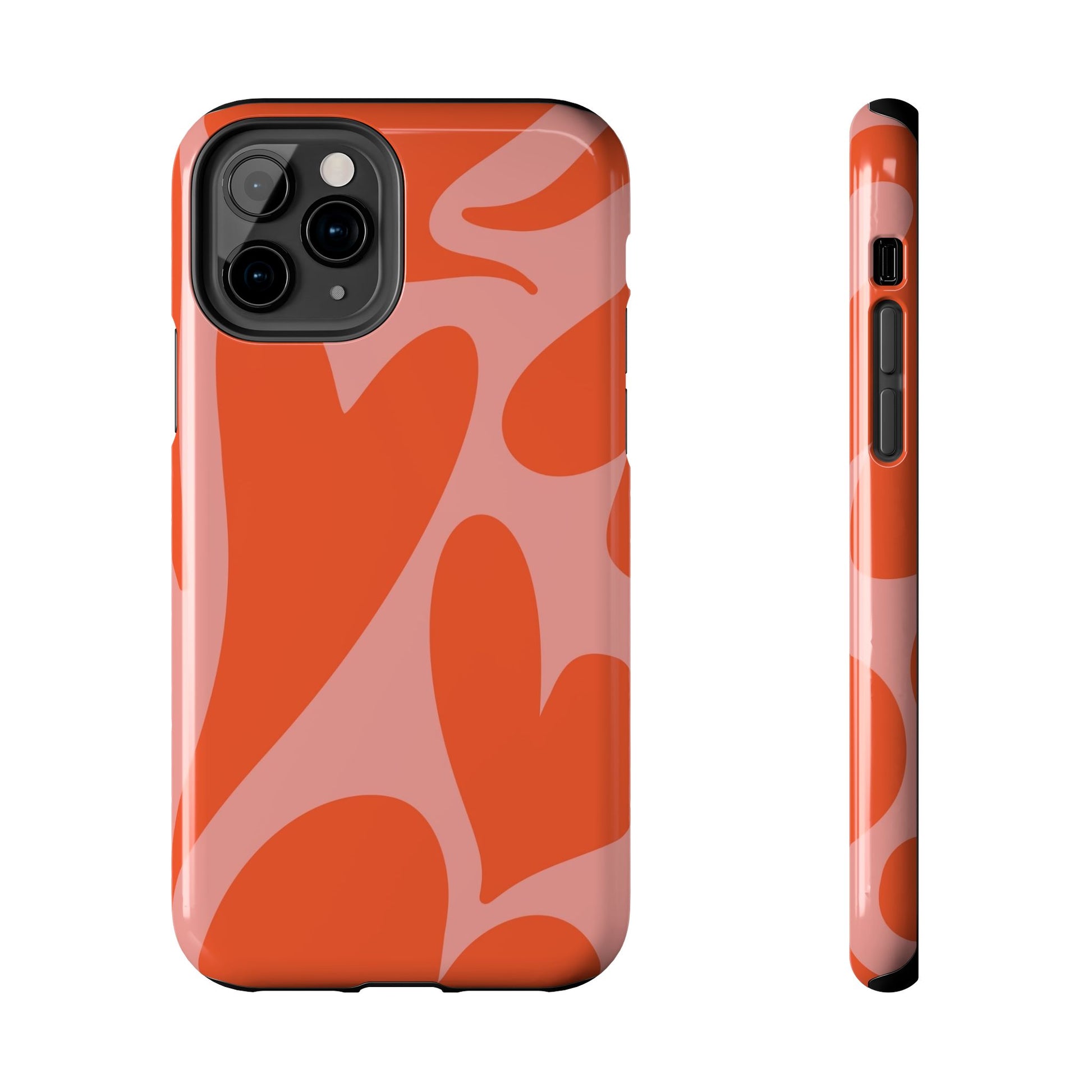 Cute Abstract Orange Heart Pattern Phone Case - Stylish and Durable Protection for Your Smartphone | Tough Phone Cases Womens Eco Friendly Apparel iPhone 11 Pro
