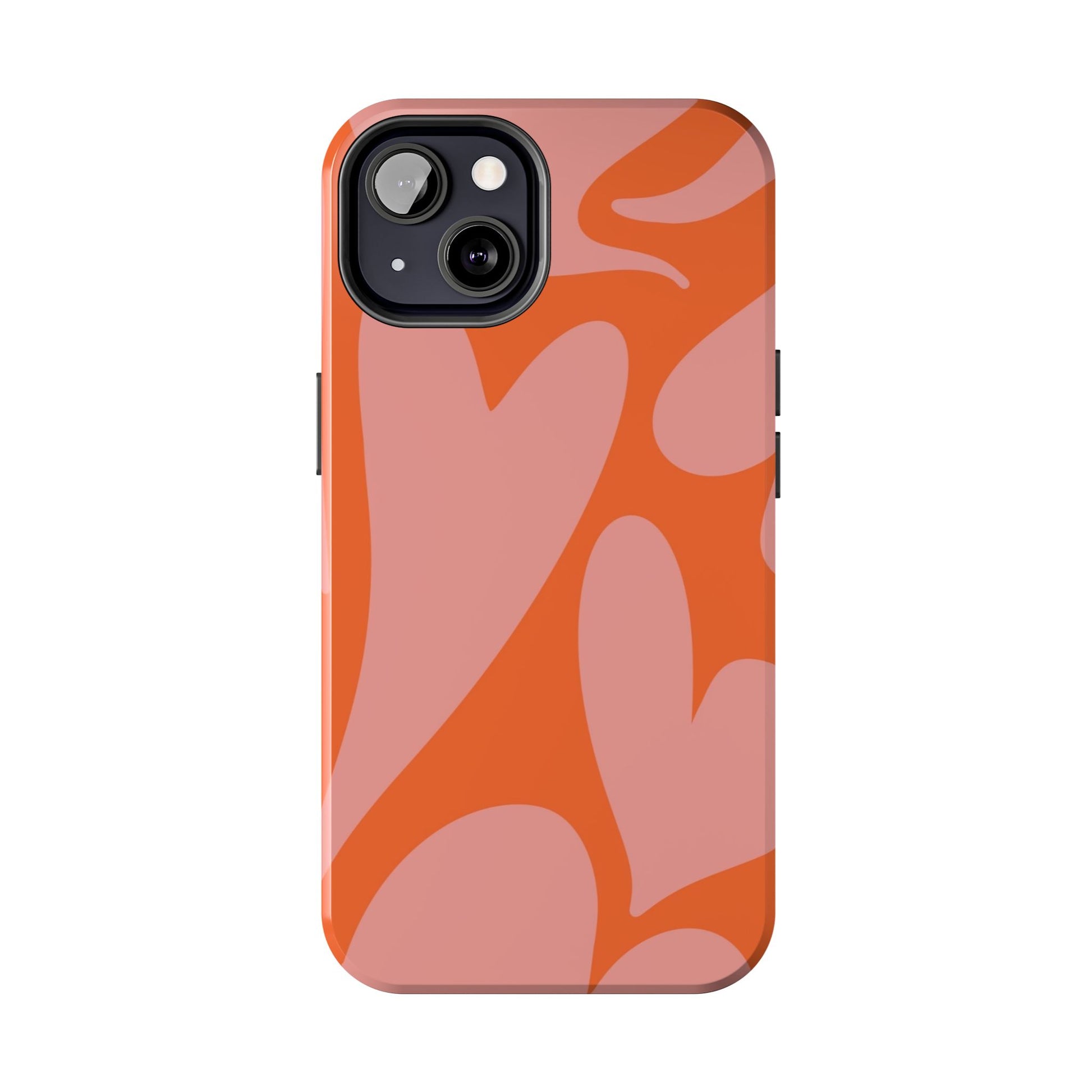 Stylish Abstract Heart Pattern Phone Case - Pink and Orange Design - Durable Protection for Your Device | Tough Phone Cases Womens Eco Friendly Apparel
