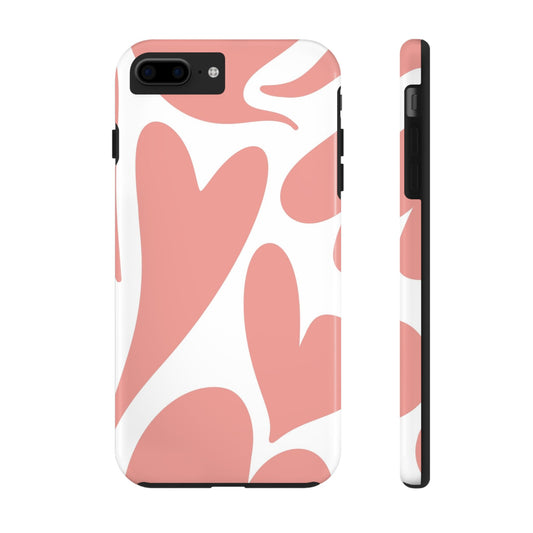 Pink Abstract Heart Pattern Phone Case - Stylish Protective Cover for iPhone and Android Models | Tough Phone Cases Womens Eco Friendly Apparel iPhone 7 Plus, iPhone 8 Plus