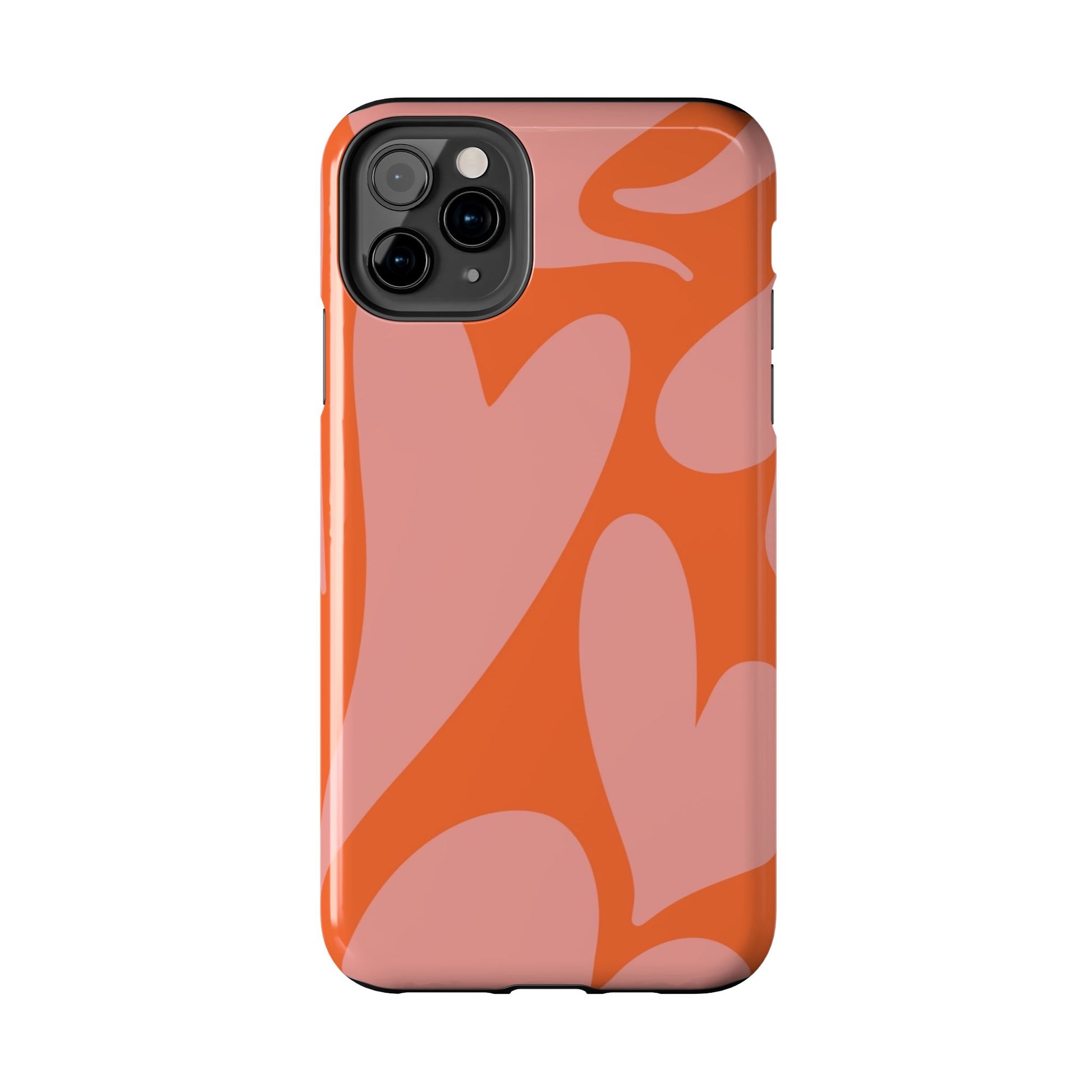 Stylish Abstract Heart Pattern Phone Case - Pink and Orange Design - Durable Protection for Your Device | Tough Phone Cases Womens Eco Friendly Apparel