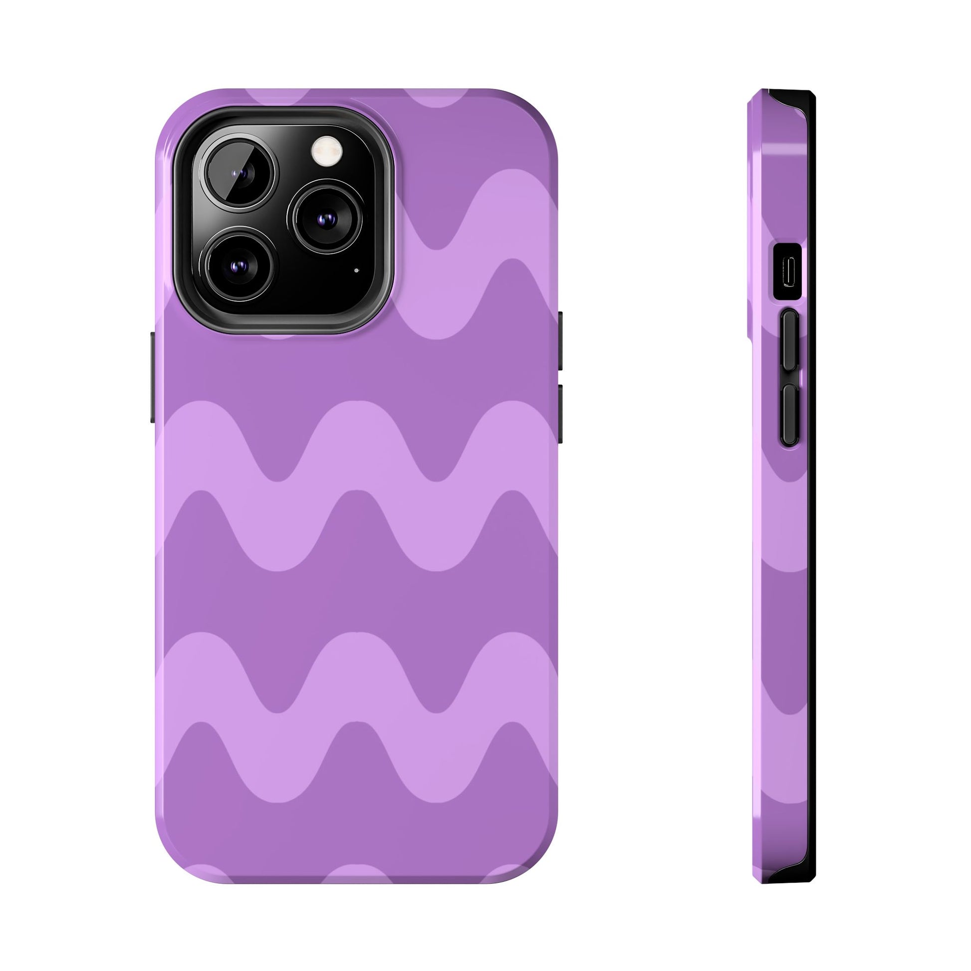 Stylish Purple Wavy Pattern Phone Case - Durable, Trendy, and Protective Cover for All Phone Models | Tough Phone Cases Womens Eco Friendly Apparel iPhone 13 Pro