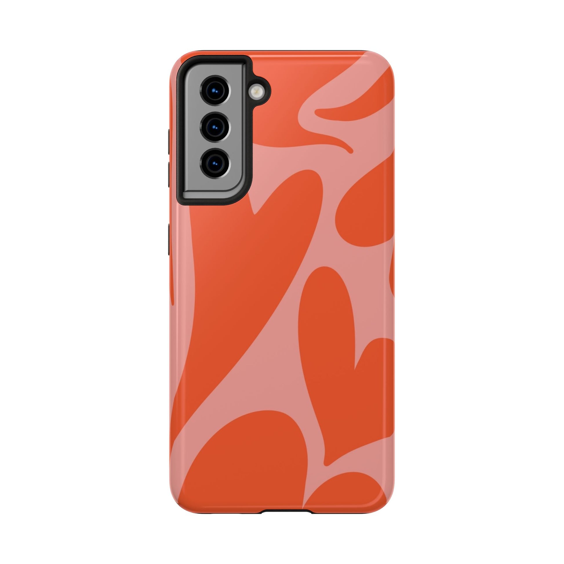 Cute Abstract Orange Heart Pattern Phone Case - Stylish and Durable Protection for Your Smartphone | Tough Phone Cases Womens Eco Friendly Apparel