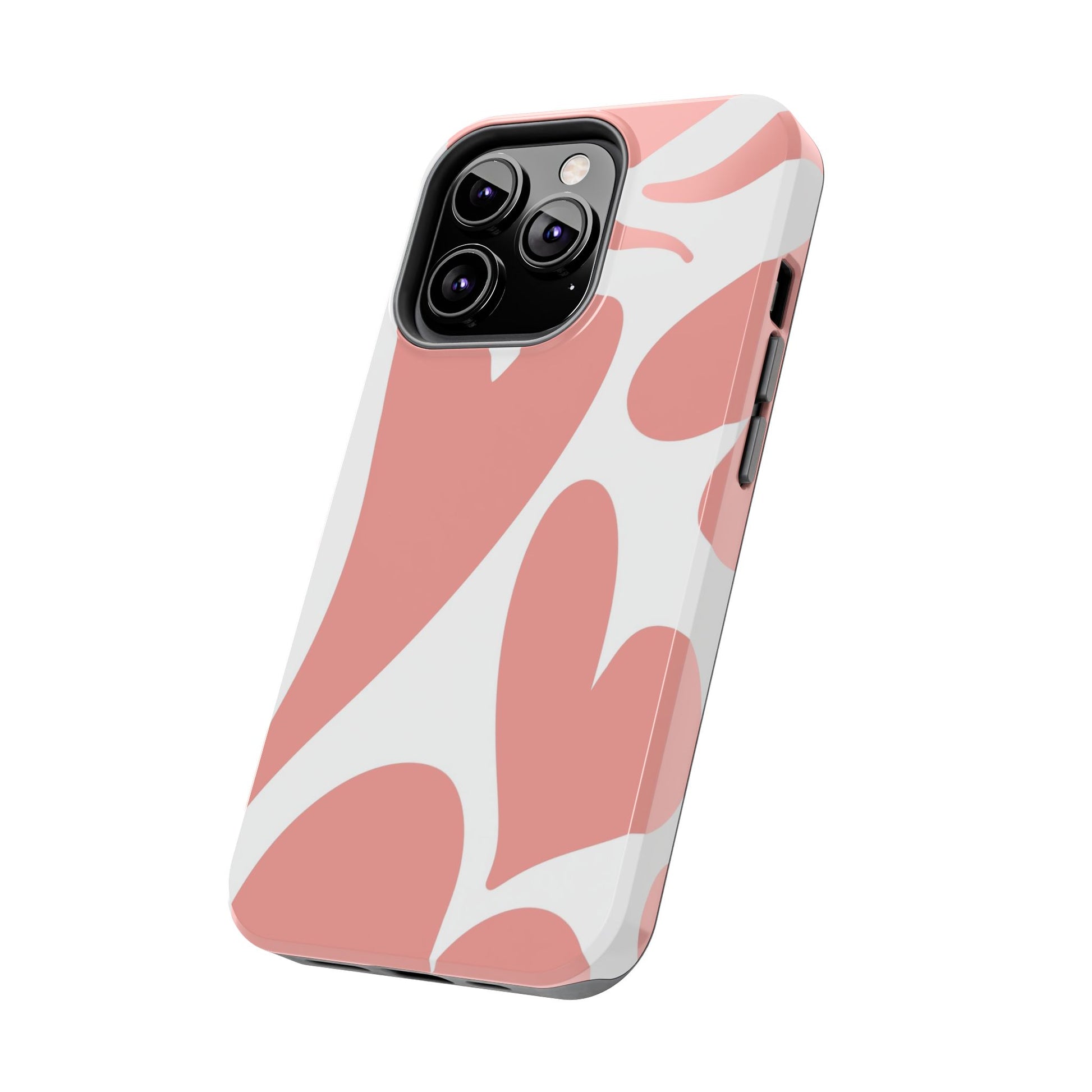 Pink Abstract Heart Pattern Phone Case - Stylish Protective Cover for iPhone and Android Models | Tough Phone Cases Womens Eco Friendly Apparel