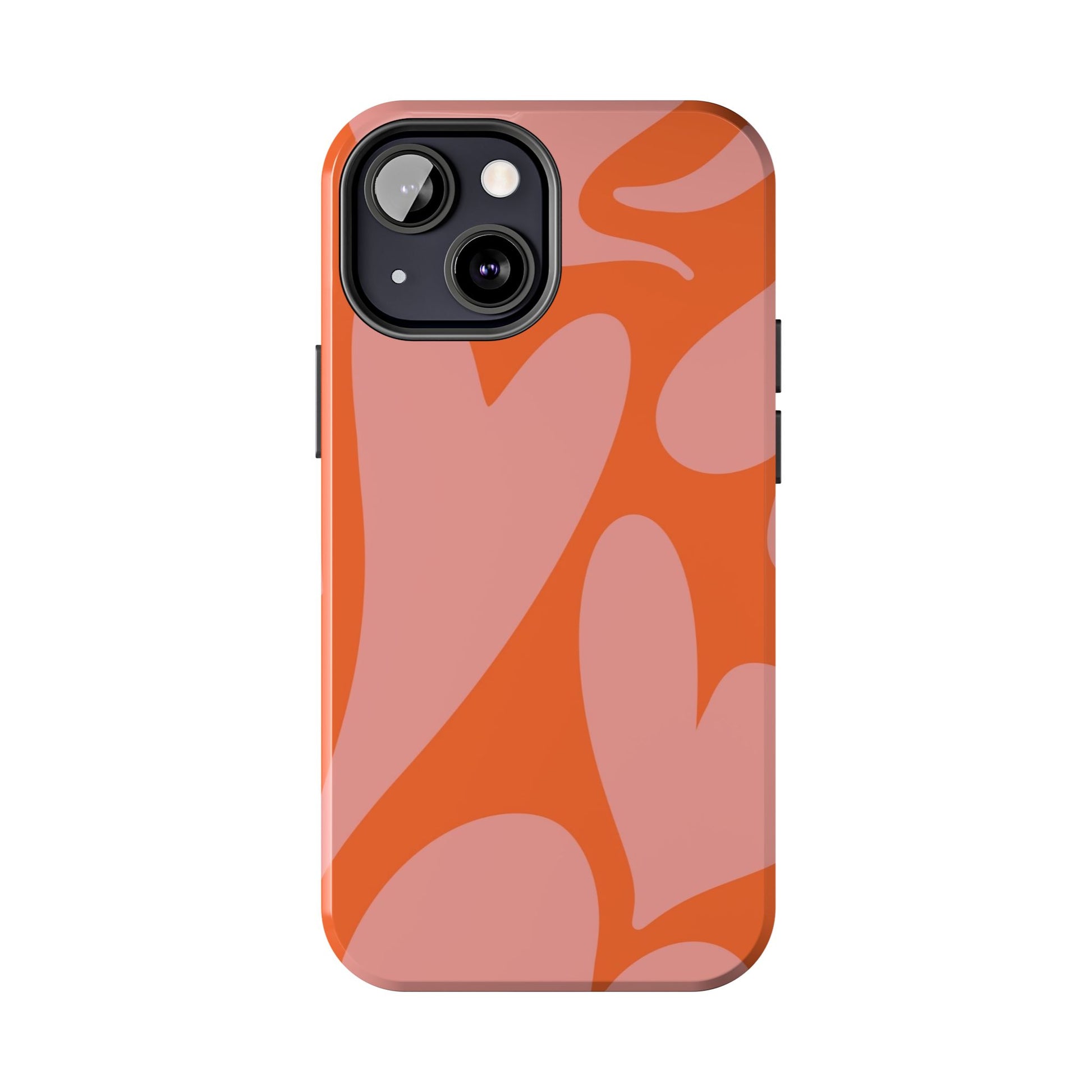 Stylish Abstract Heart Pattern Phone Case - Pink and Orange Design - Durable Protection for Your Device | Tough Phone Cases Womens Eco Friendly Apparel