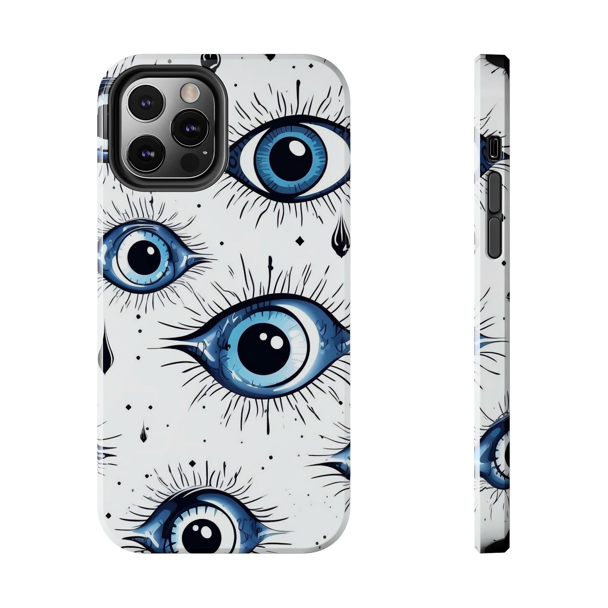 Stylish Eye Pattern Phone Case - Unique Blue Eyes Design Protective Cover for iPhone & Samsung Models | Tough Phone Cases Womens Eco Friendly Apparel iPhone 12 Pro