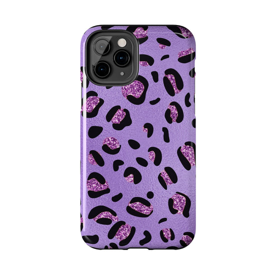 Purple Leopard Glitter Phone Case - Stylish Animal Print Design for iPhone and Android - Durable Protection | Tough Phone Cases Womens Eco Friendly Apparel