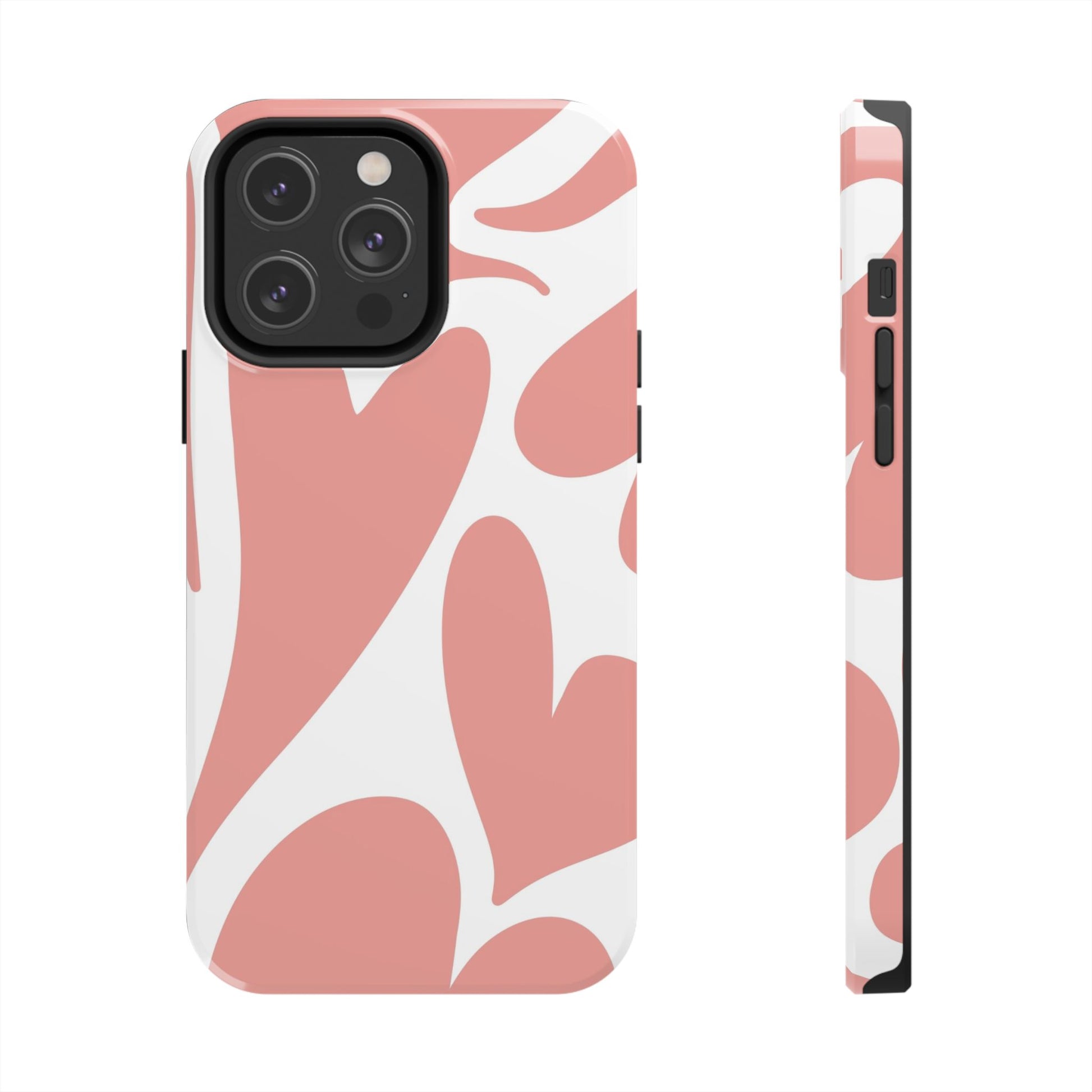 Pink Abstract Heart Pattern Phone Case - Stylish Protective Cover for iPhone and Android Models | Tough Phone Cases Womens Eco Friendly Apparel iPhone 14 Pro Max
