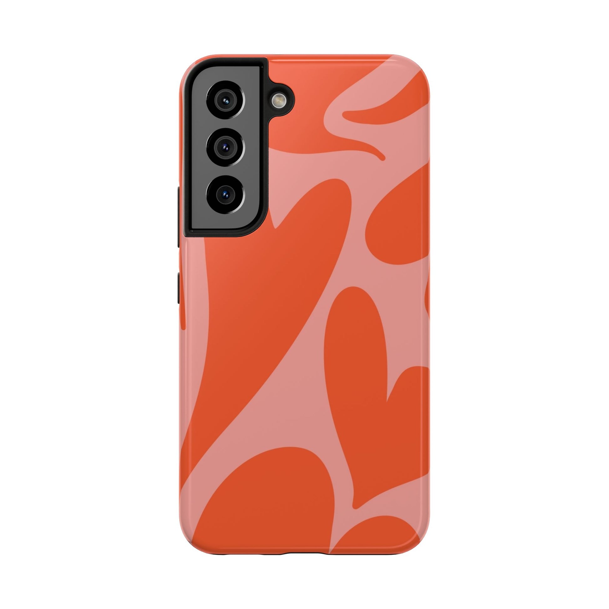 Cute Abstract Orange Heart Pattern Phone Case - Stylish and Durable Protection for Your Smartphone | Tough Phone Cases Womens Eco Friendly Apparel