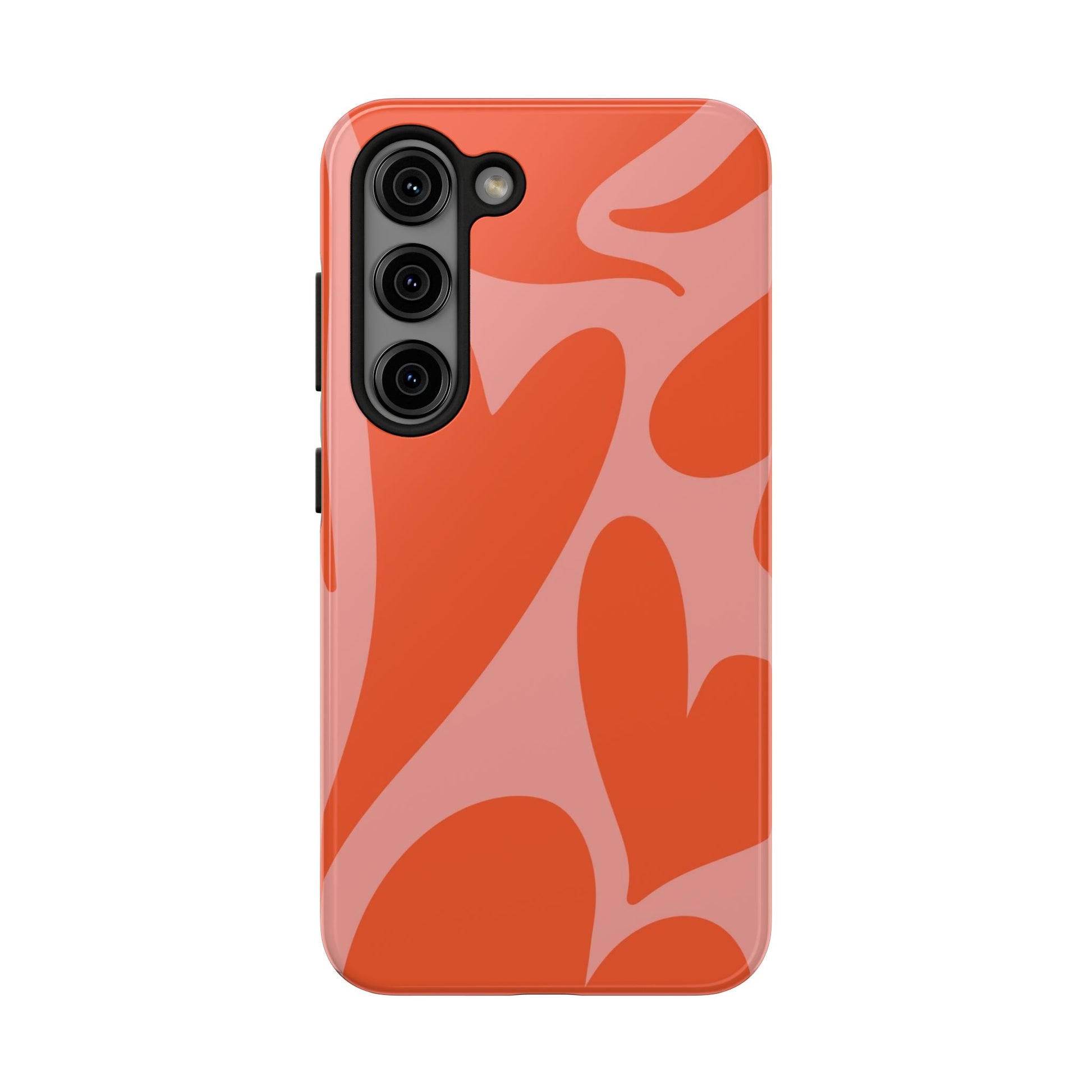 Cute Abstract Orange Heart Pattern Phone Case - Stylish and Durable Protection for Your Smartphone | Tough Phone Cases Womens Eco Friendly Apparel