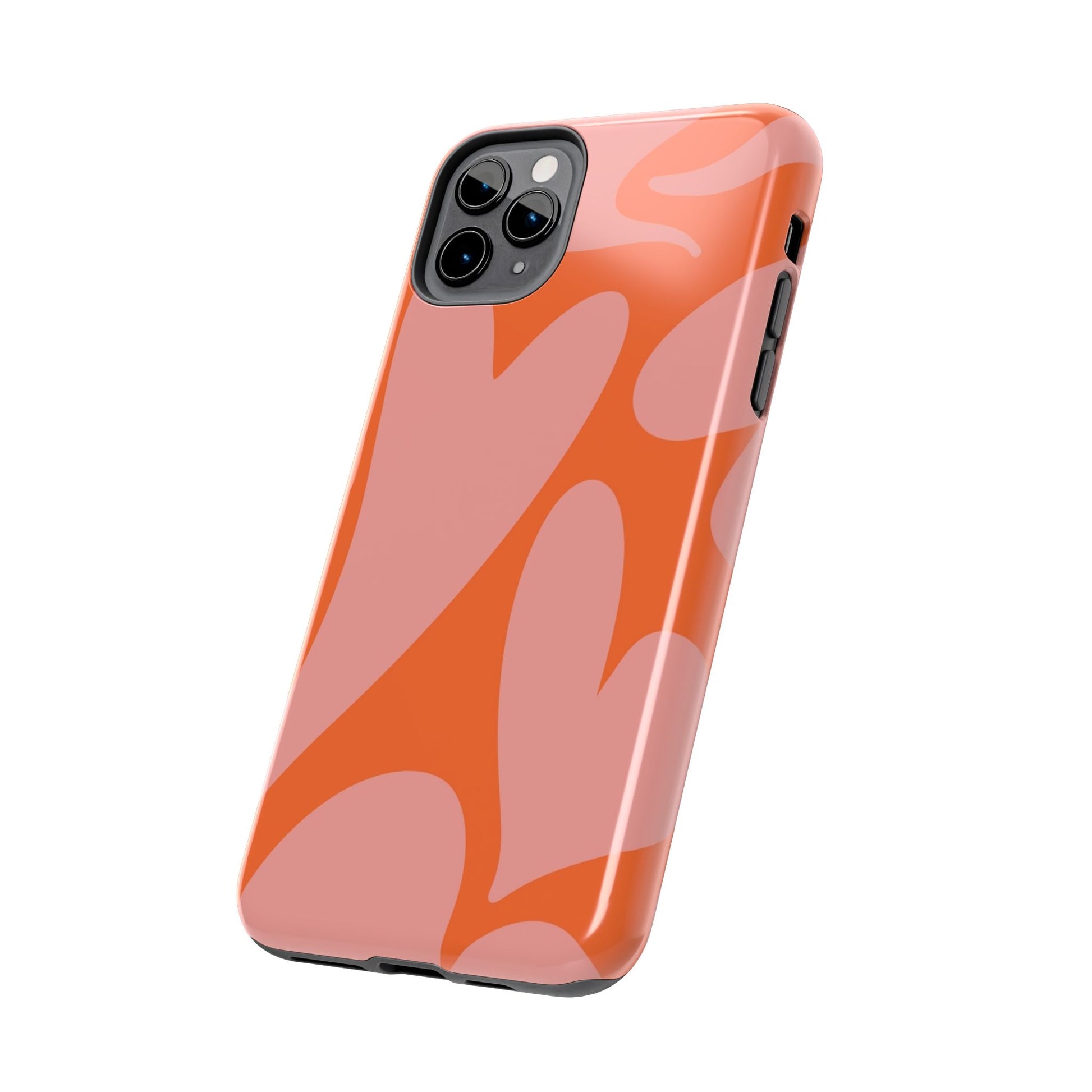 Stylish Abstract Heart Pattern Phone Case - Pink and Orange Design - Durable Protection for Your Device | Tough Phone Cases Womens Eco Friendly Apparel