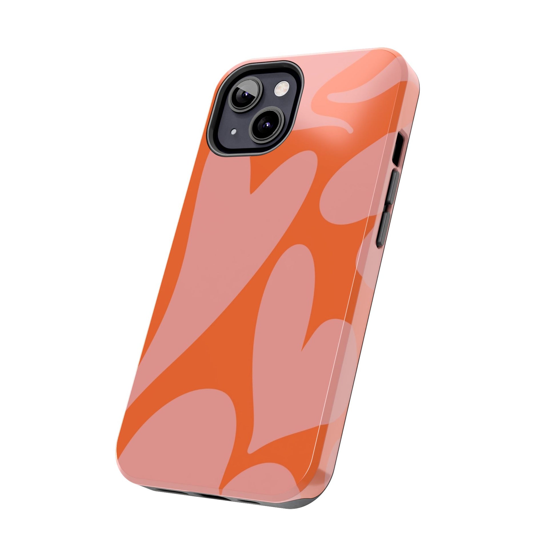 Stylish Abstract Heart Pattern Phone Case - Pink and Orange Design - Durable Protection for Your Device | Tough Phone Cases Womens Eco Friendly Apparel