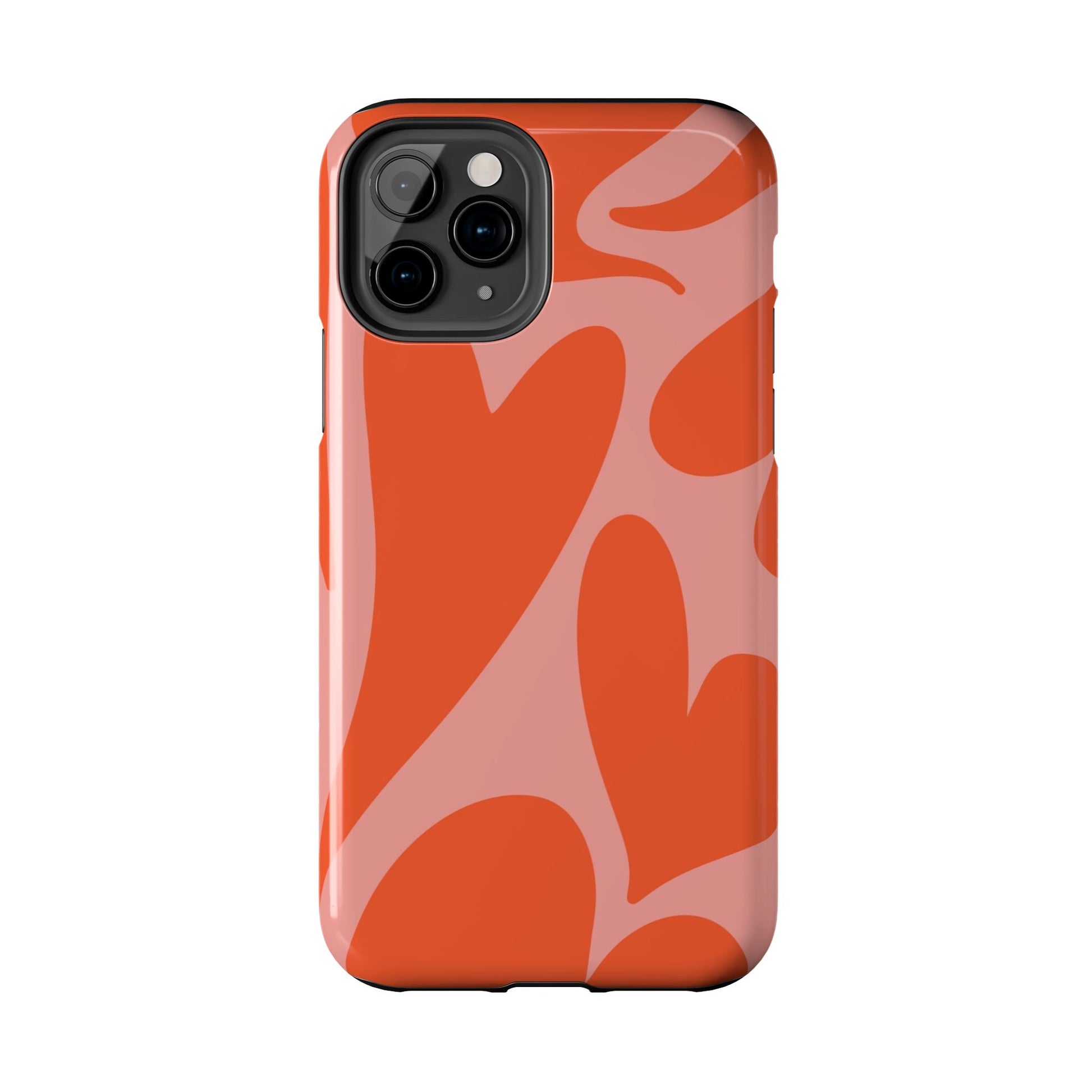 Cute Abstract Orange Heart Pattern Phone Case - Stylish and Durable Protection for Your Smartphone | Tough Phone Cases Womens Eco Friendly Apparel