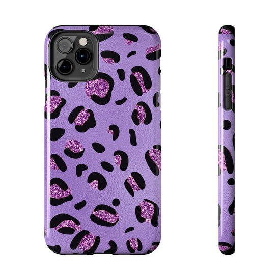 Purple Leopard Glitter Phone Case - Stylish Animal Print Design for iPhone and Android - Durable Protection | Tough Phone Cases Womens Eco Friendly Apparel iPhone 11 Pro Max