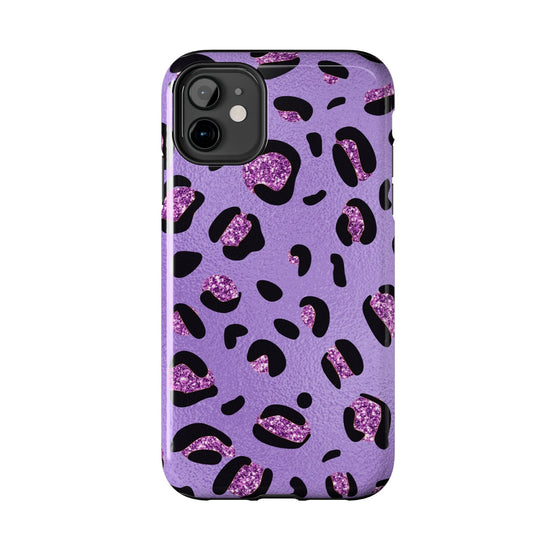 Purple Leopard Glitter Phone Case - Stylish Animal Print Design for iPhone and Android - Durable Protection | Tough Phone Cases Womens Eco Friendly Apparel