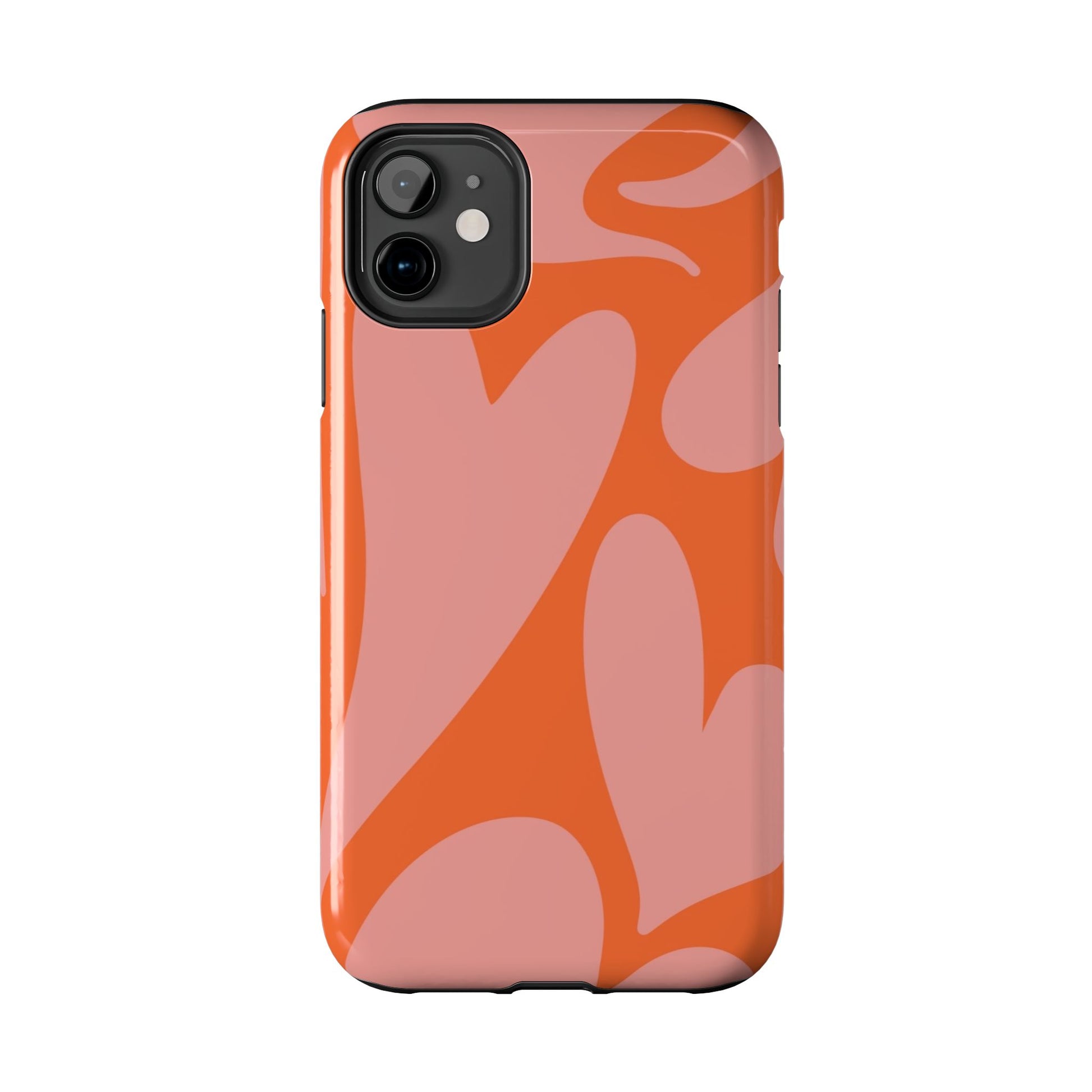 Stylish Abstract Heart Pattern Phone Case - Pink and Orange Design - Durable Protection for Your Device | Tough Phone Cases Womens Eco Friendly Apparel