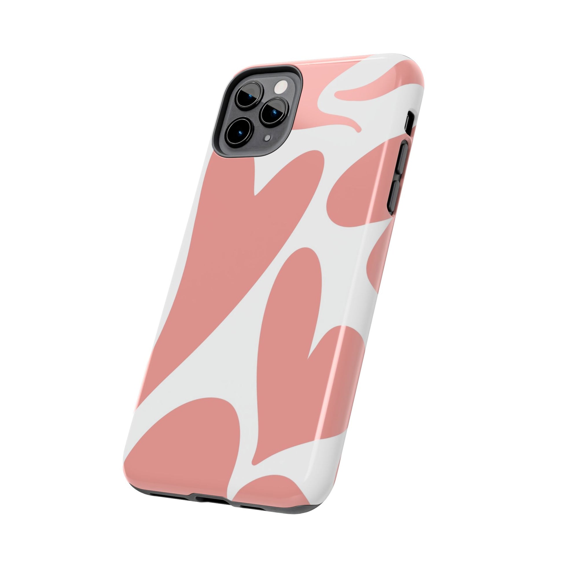 Pink Abstract Heart Pattern Phone Case - Stylish Protective Cover for iPhone and Android Models | Tough Phone Cases Womens Eco Friendly Apparel