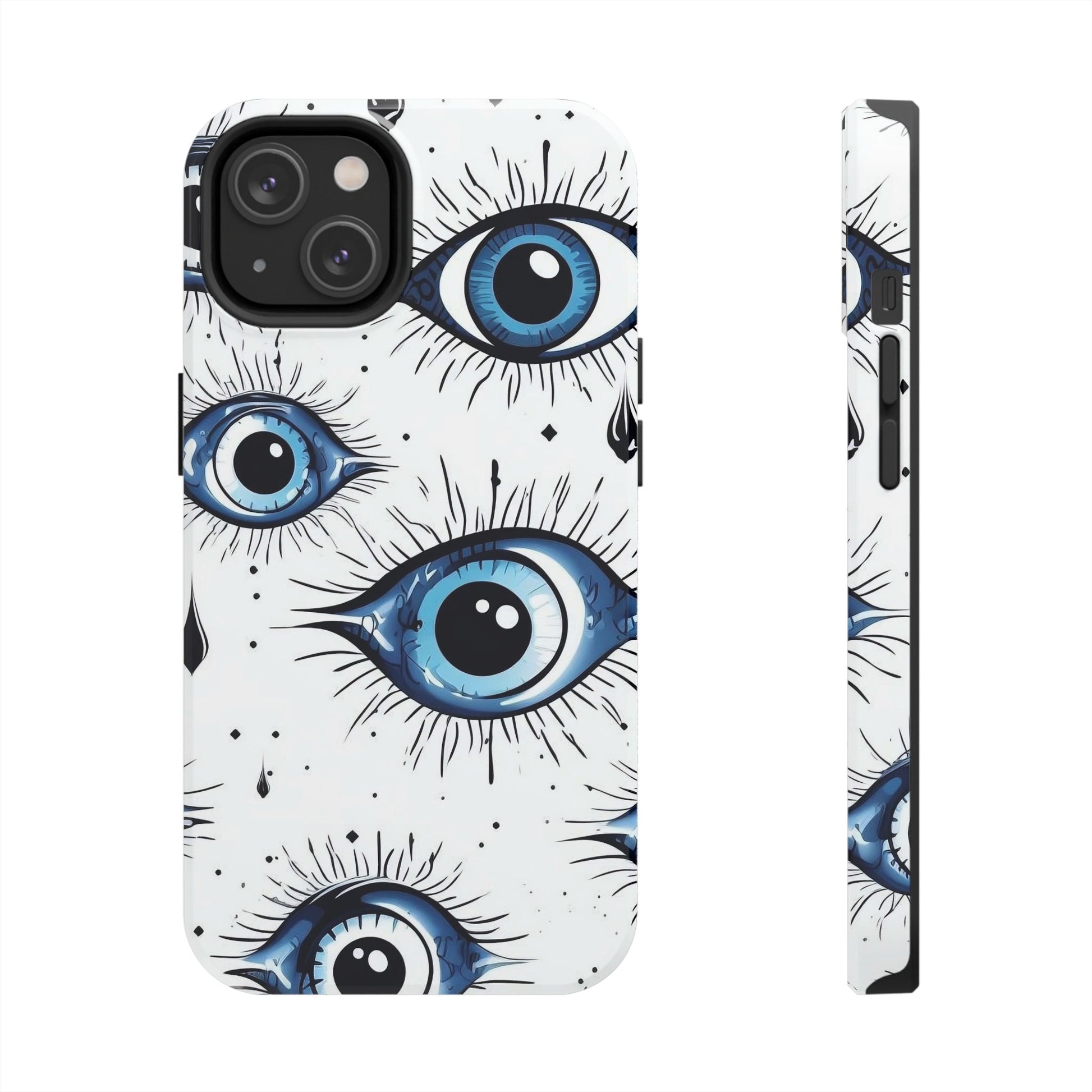 Stylish Eye Pattern Phone Case - Unique Blue Eyes Design Protective Cover for iPhone & Samsung Models | Tough Phone Cases Womens Eco Friendly Apparel iPhone 14