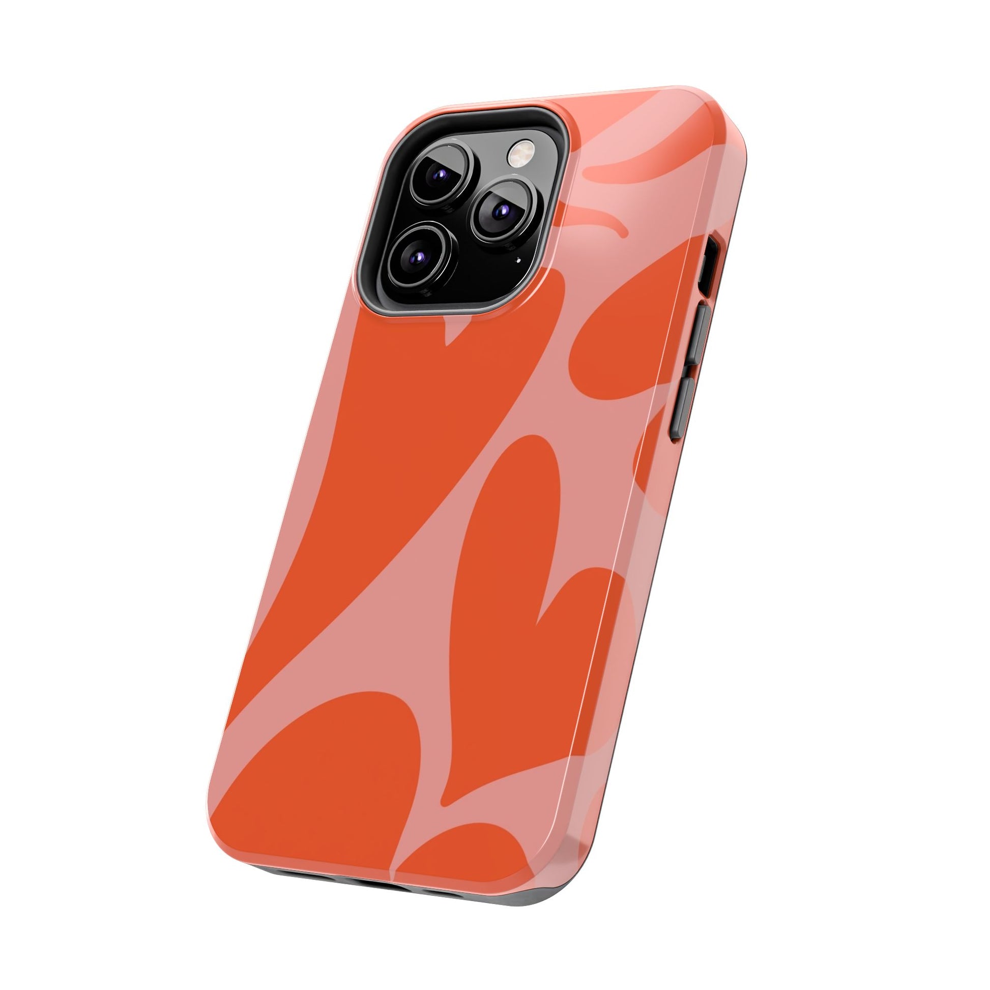 Cute Abstract Orange Heart Pattern Phone Case - Stylish and Durable Protection for Your Smartphone | Tough Phone Cases Womens Eco Friendly Apparel