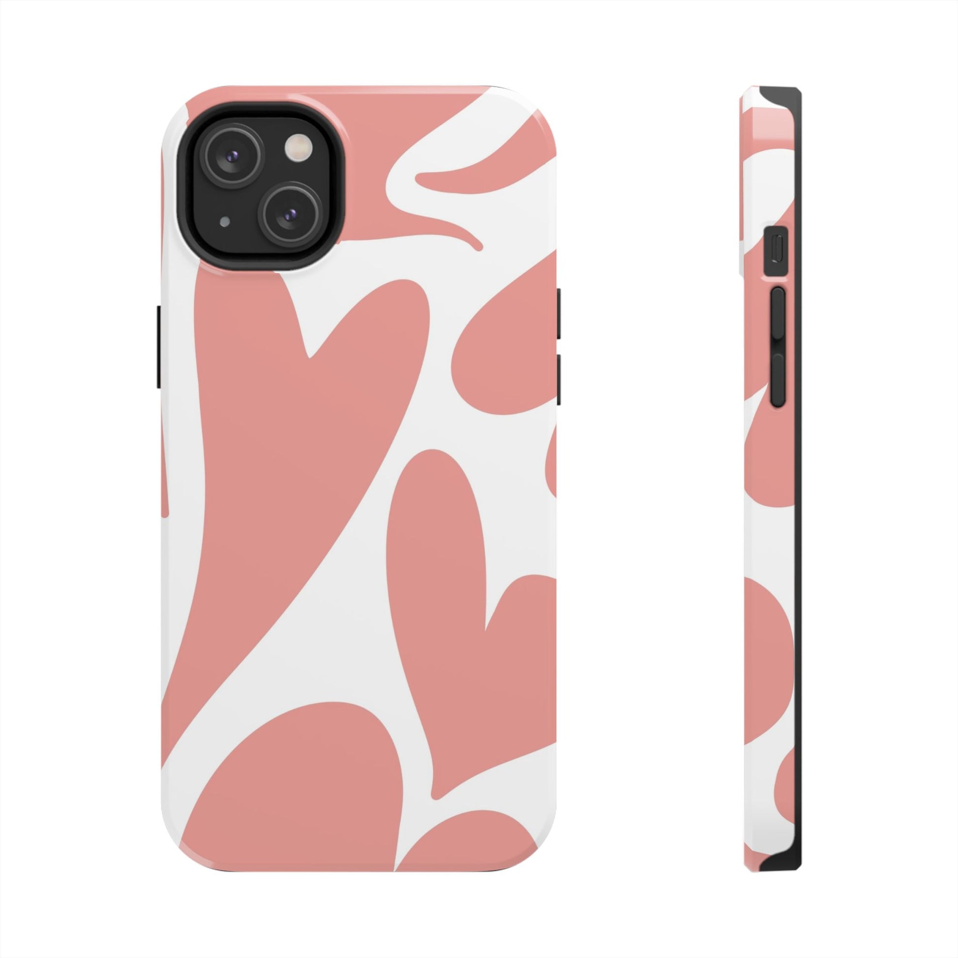 Pink Abstract Heart Pattern Phone Case - Stylish Protective Cover for iPhone and Android Models | Tough Phone Cases Womens Eco Friendly Apparel iPhone 14 Plus