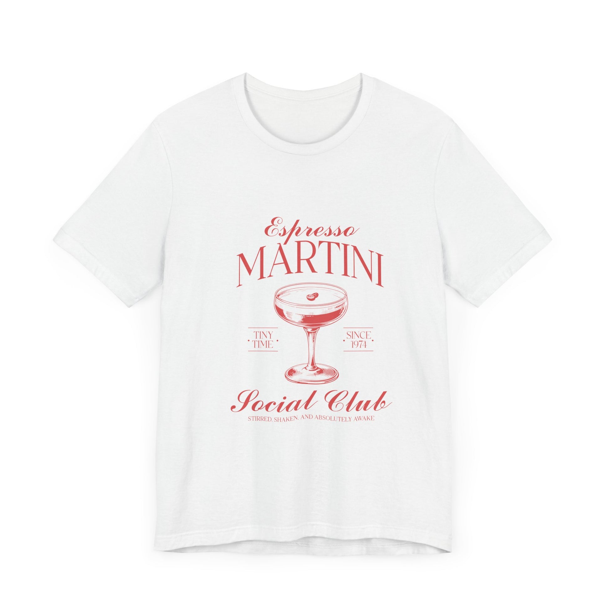 Espresso Martini Social Club Vintage Graphic Tee ☕🍸 Womens Eco Friendly Apparel Solid White Blend