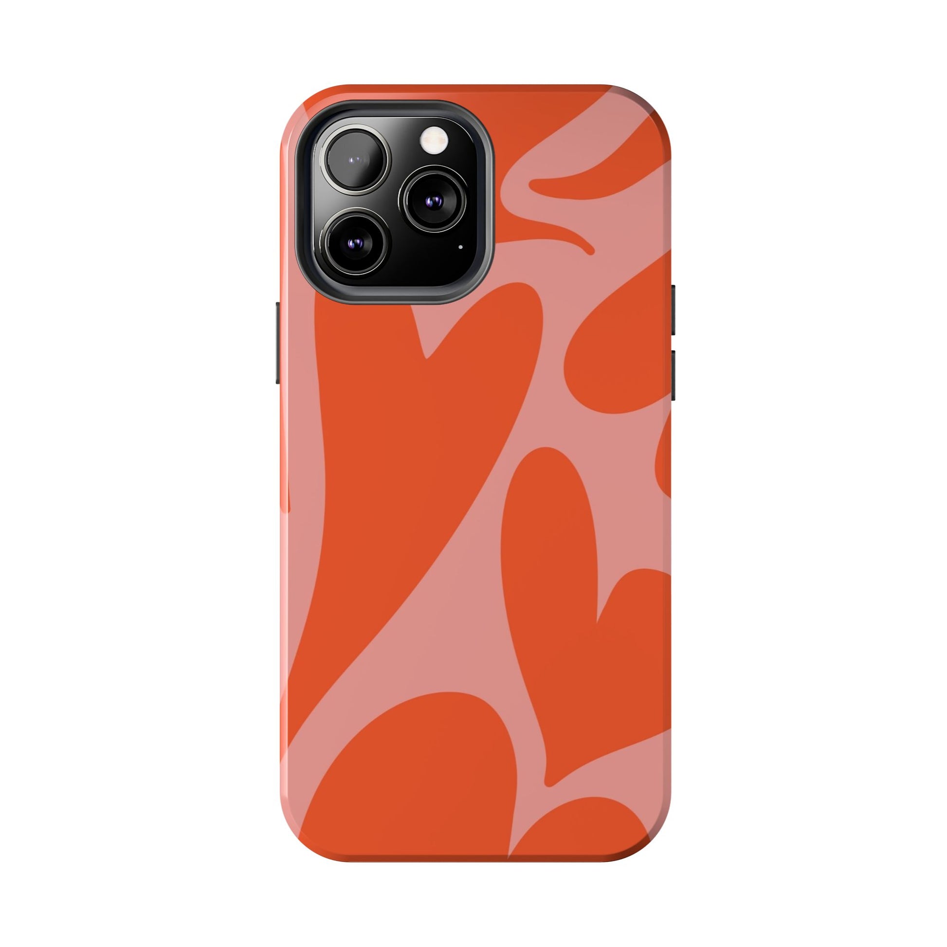 Cute Abstract Orange Heart Pattern Phone Case - Stylish and Durable Protection for Your Smartphone | Tough Phone Cases Womens Eco Friendly Apparel