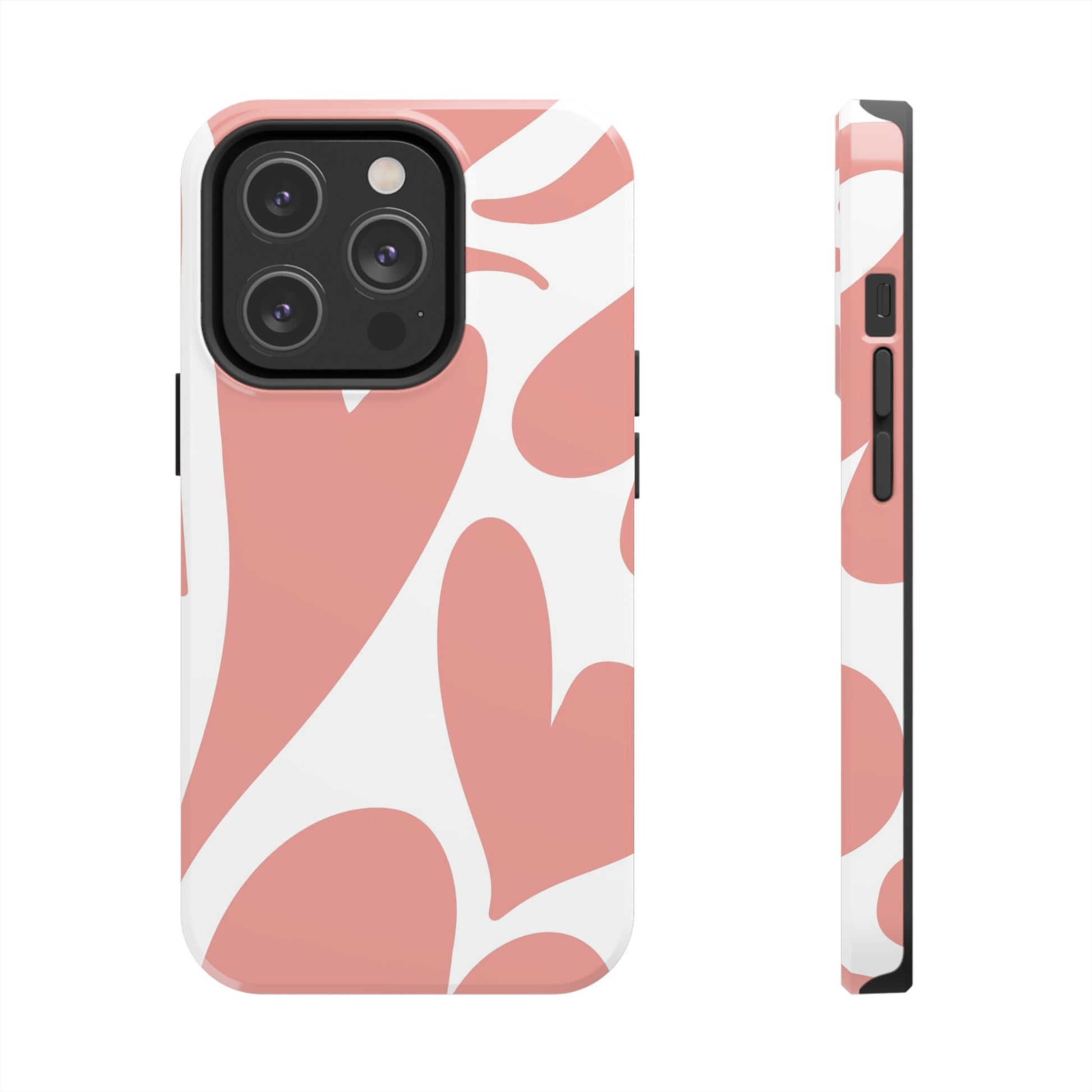 Pink Abstract Heart Pattern Phone Case - Stylish Protective Cover for iPhone and Android Models | Tough Phone Cases Womens Eco Friendly Apparel iPhone 14 Pro