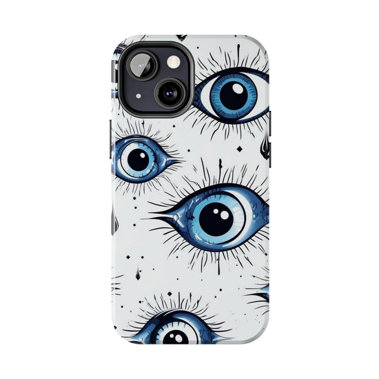Stylish Eye Pattern Phone Case - Unique Blue Eyes Design Protective Cover for iPhone & Samsung Models | Tough Phone Cases Womens Eco Friendly Apparel