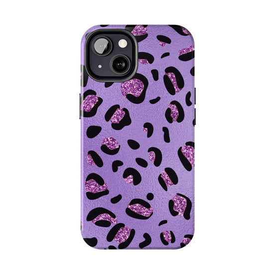 Purple Leopard Glitter Phone Case - Stylish Animal Print Design for iPhone and Android - Durable Protection | Tough Phone Cases Womens Eco Friendly Apparel