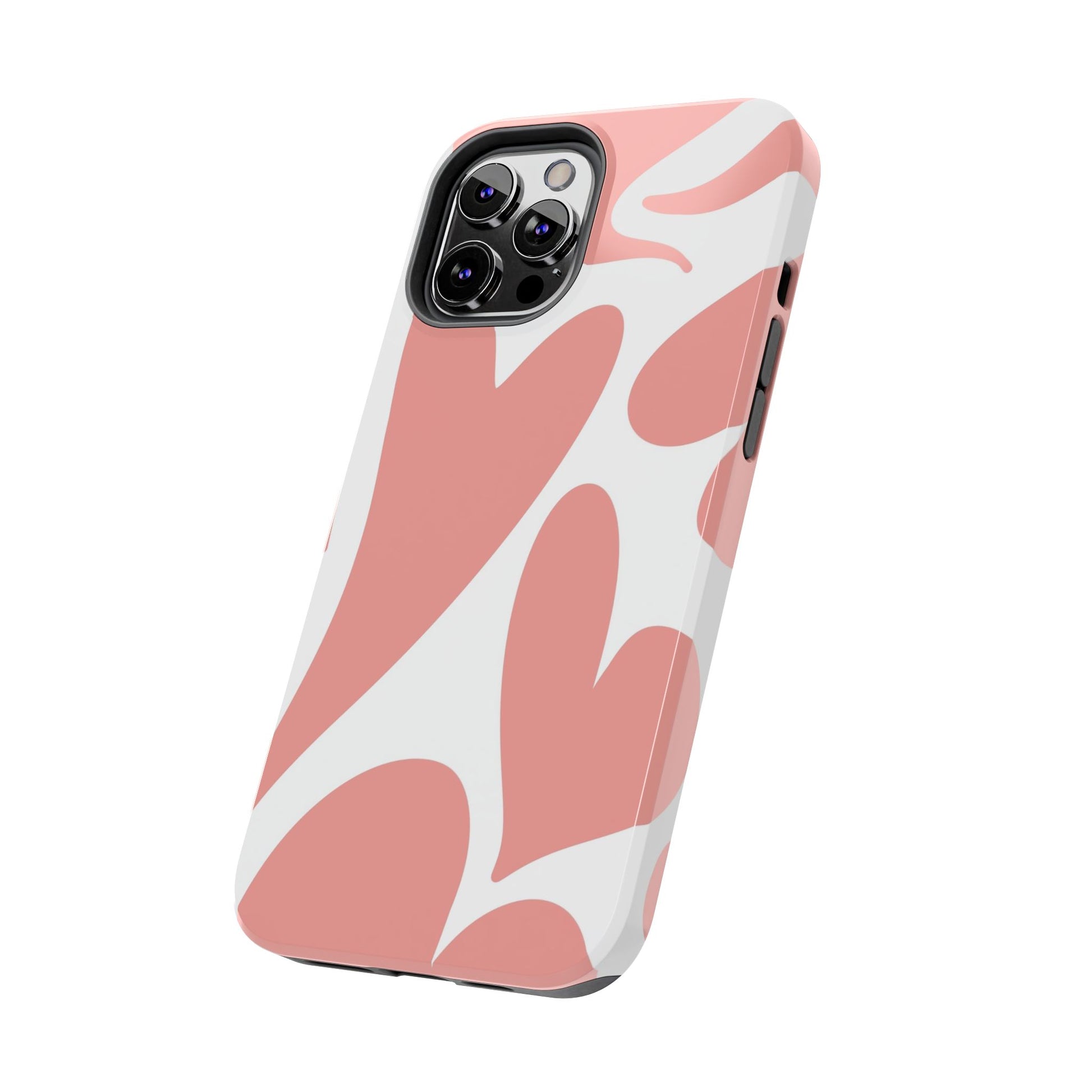 Pink Abstract Heart Pattern Phone Case - Stylish Protective Cover for iPhone and Android Models | Tough Phone Cases Womens Eco Friendly Apparel