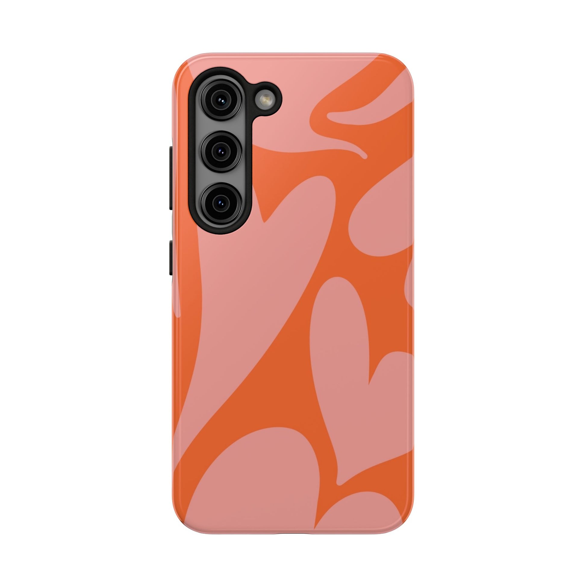 Stylish Abstract Heart Pattern Phone Case - Pink and Orange Design - Durable Protection for Your Device | Tough Phone Cases Womens Eco Friendly Apparel