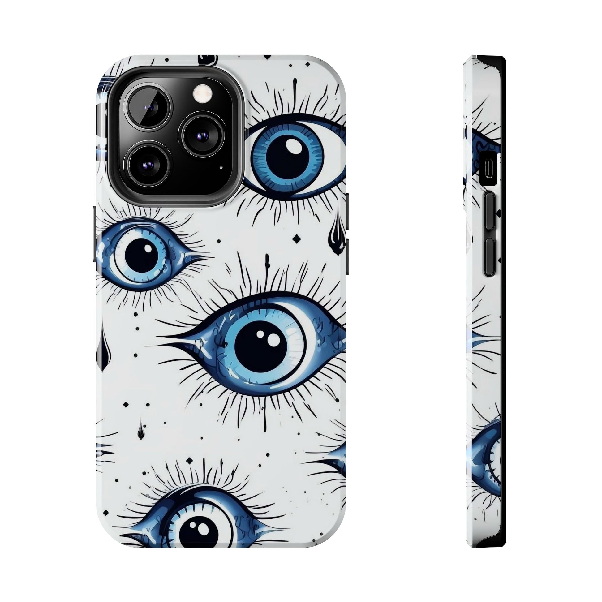 Stylish Eye Pattern Phone Case - Unique Blue Eyes Design Protective Cover for iPhone & Samsung Models | Tough Phone Cases Womens Eco Friendly Apparel iPhone 13 Pro