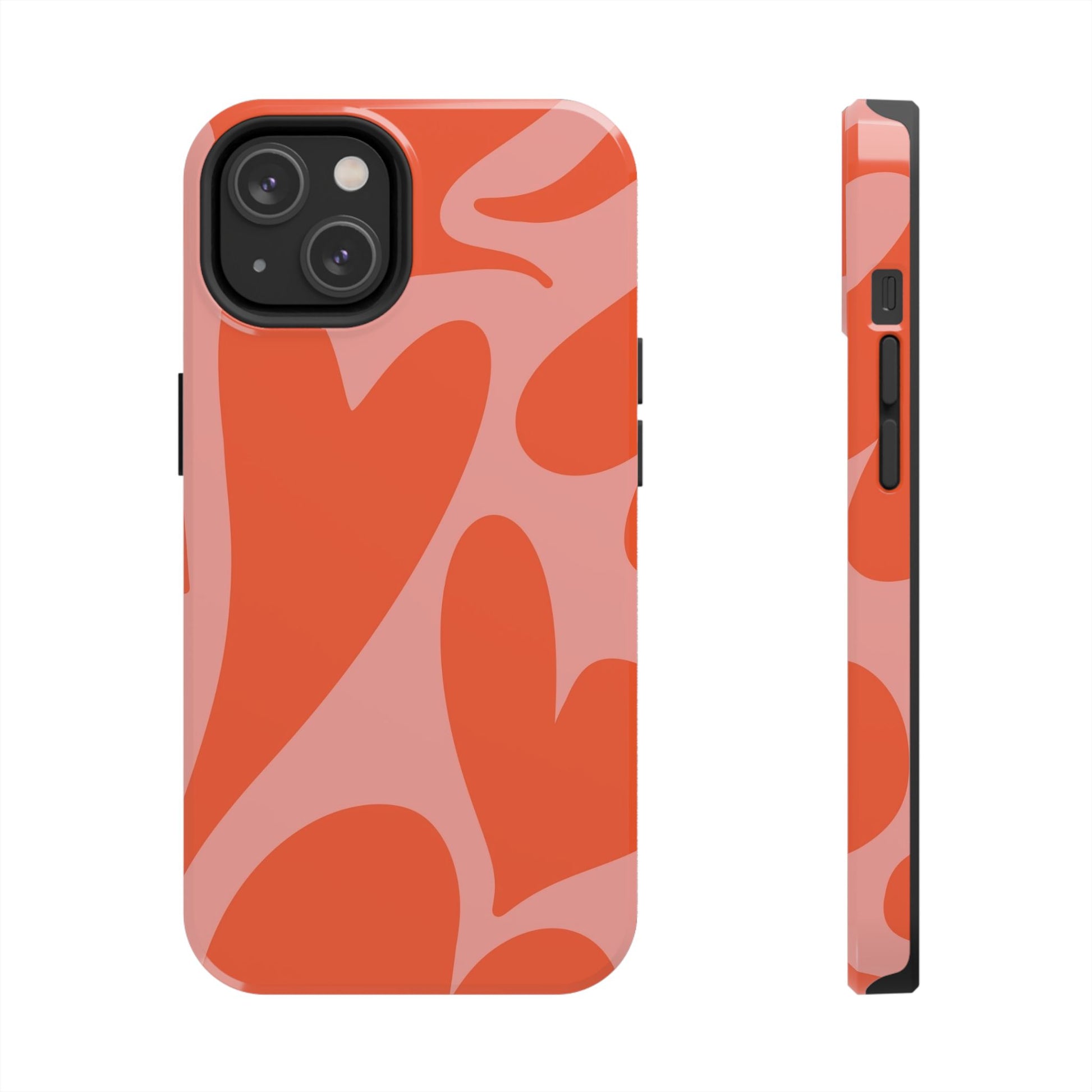 Cute Abstract Orange Heart Pattern Phone Case - Stylish and Durable Protection for Your Smartphone | Tough Phone Cases Womens Eco Friendly Apparel iPhone 14